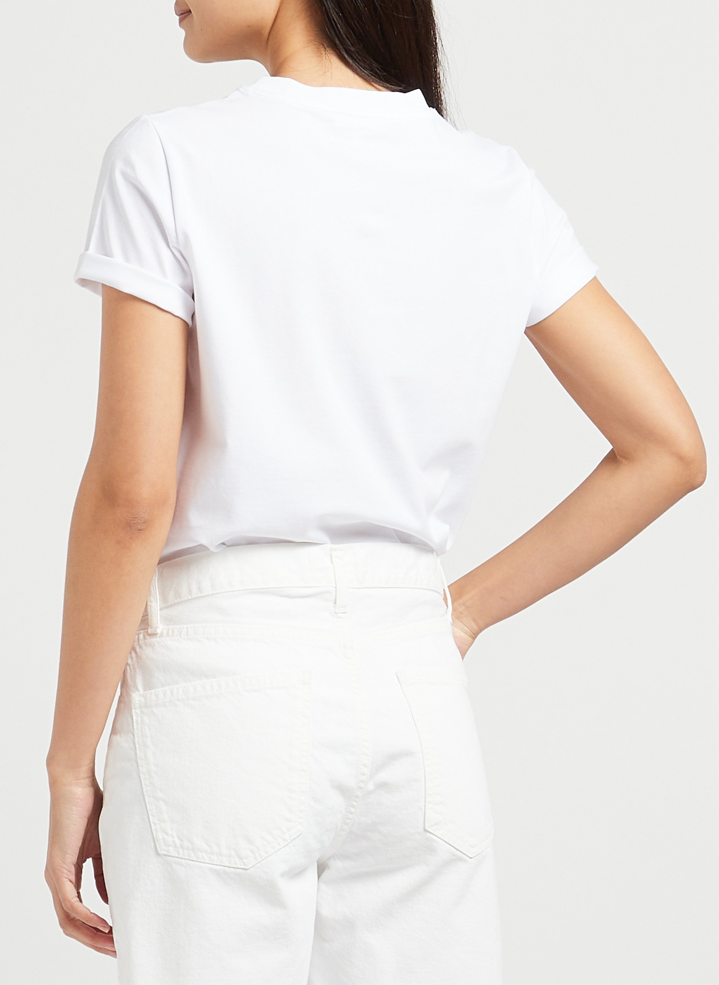 Straight cotton-blend round-neck T-shirt MAISON 123 White