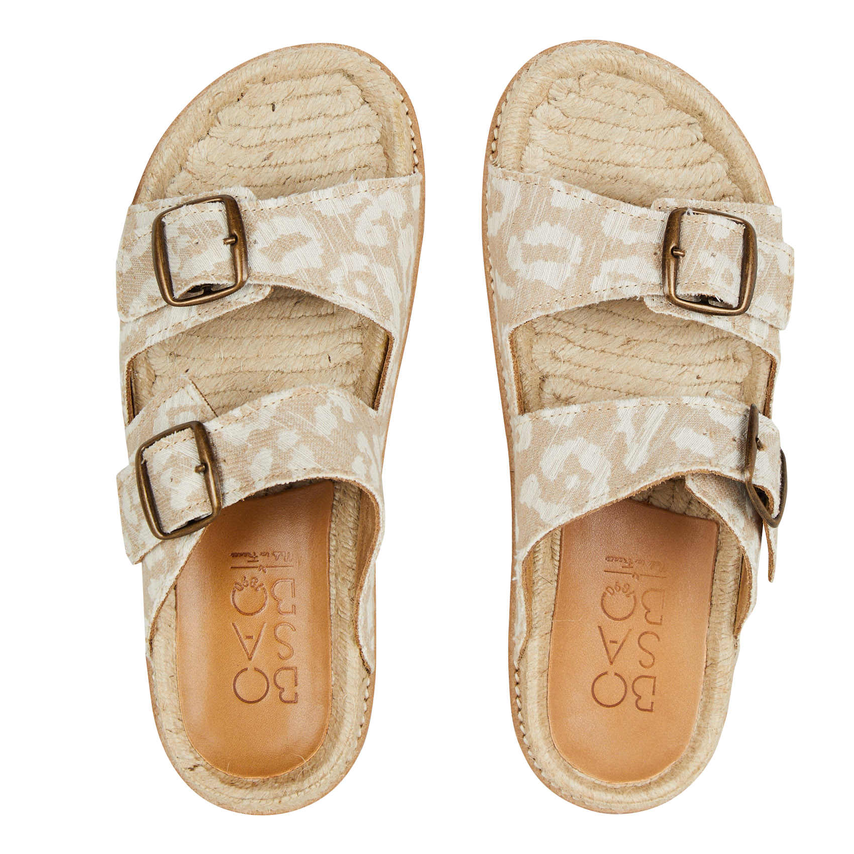 <Sandalen met luipaardprint en platte bandjes van leer</Sandales> BOSABO Beige