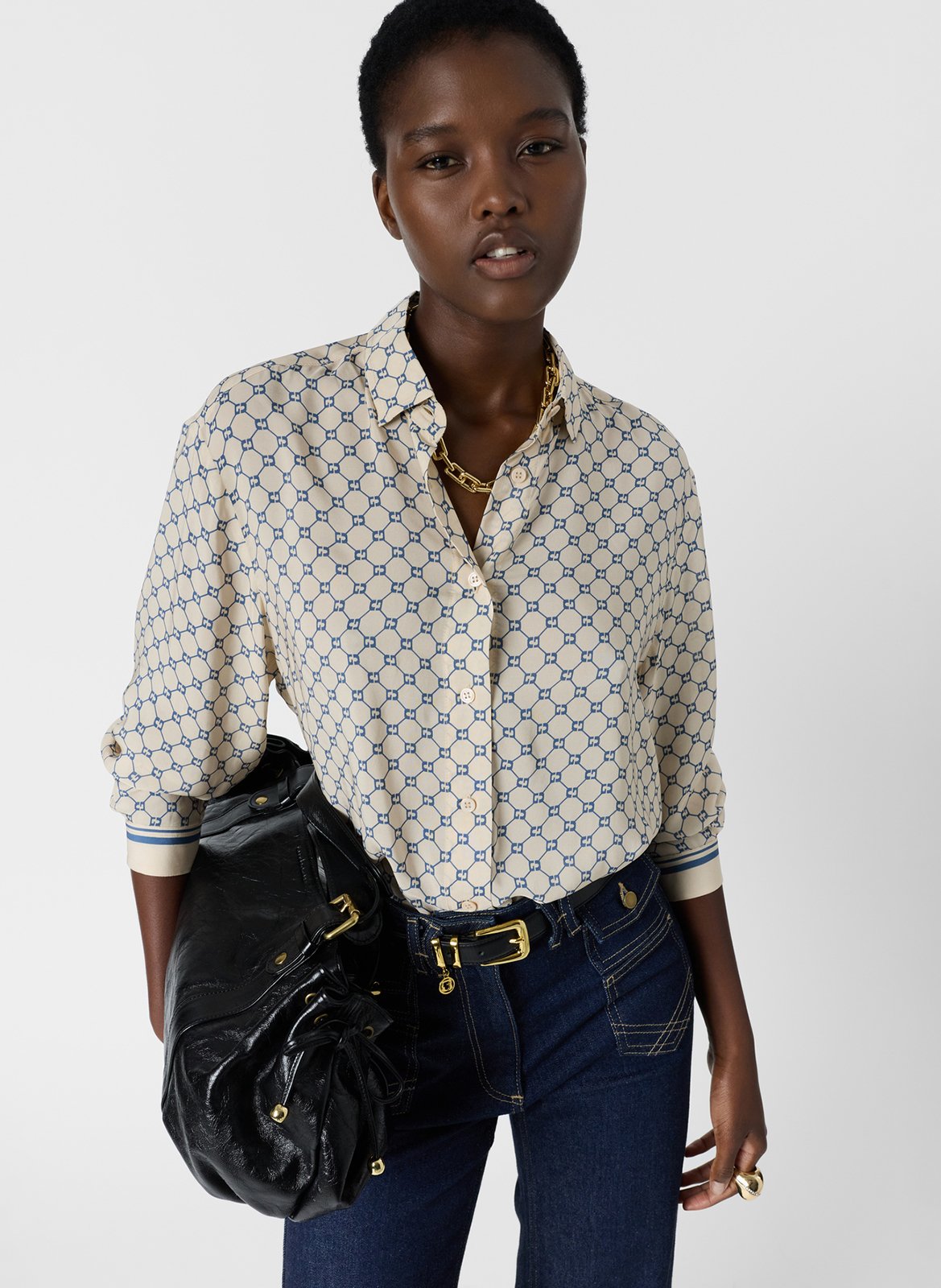 Chemise imprimée col montant GERARD DAREL Bleu