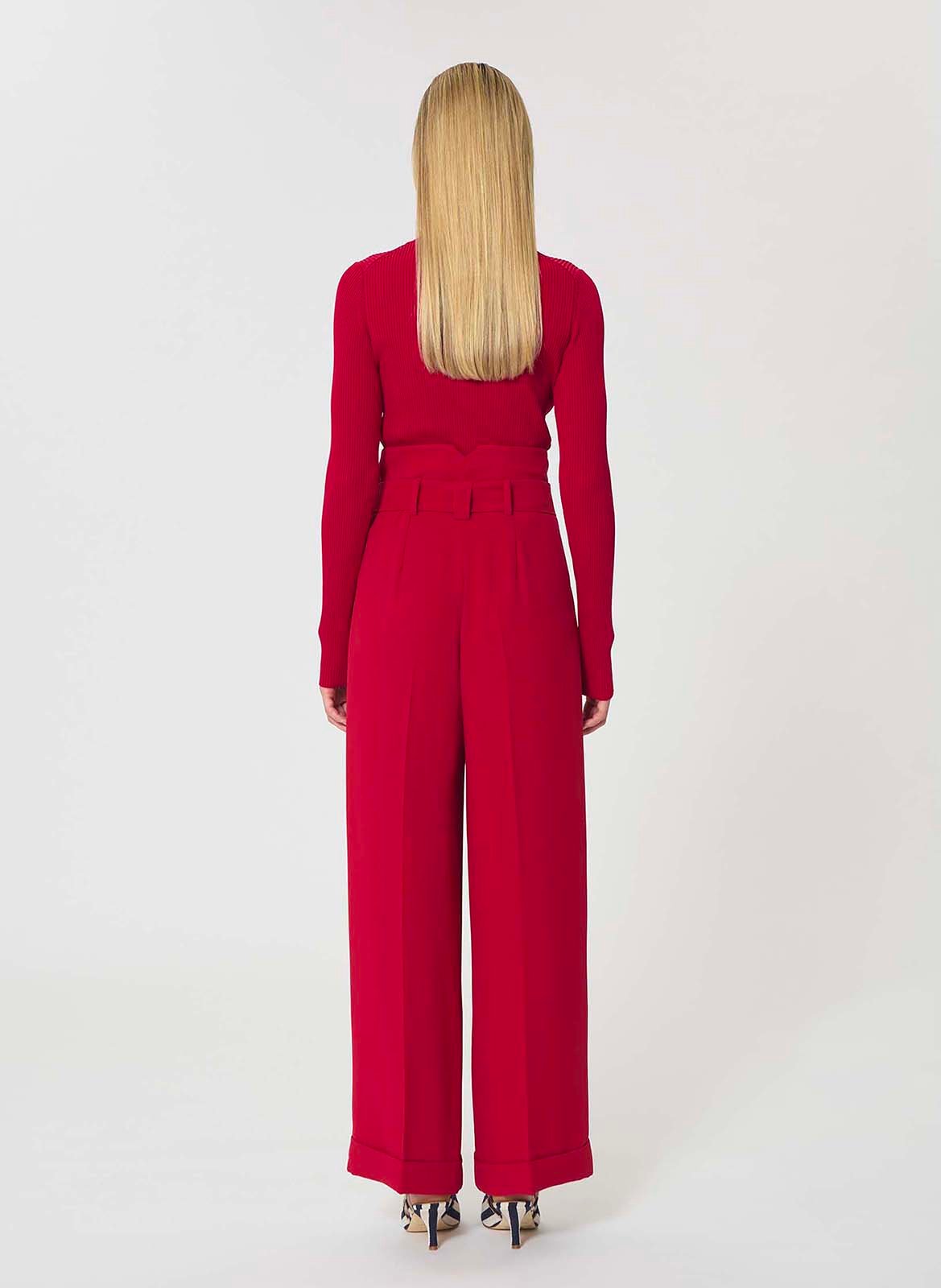 Damorino - Weite Hose aus Crêpe TARA JARMON Rot