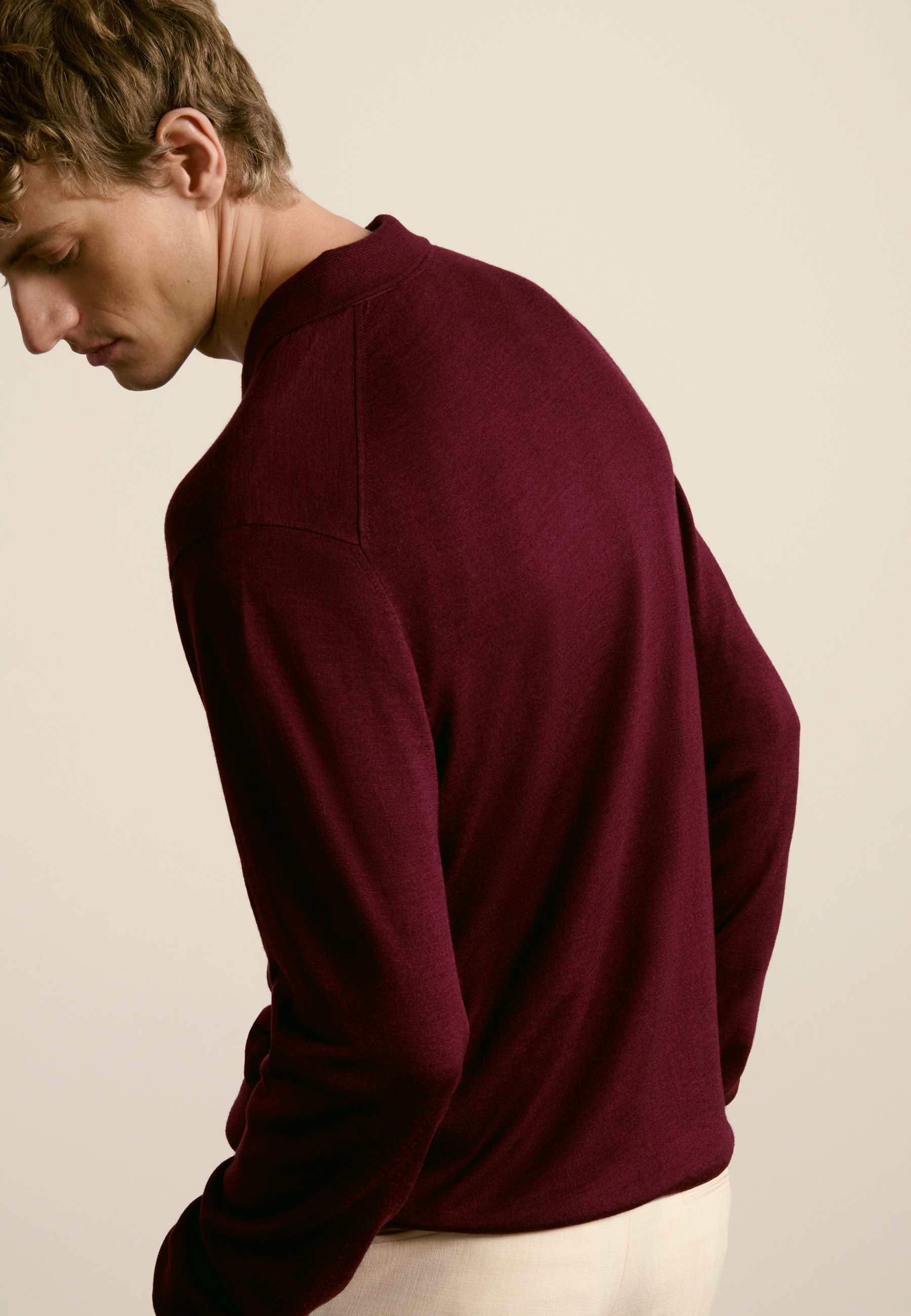 Wool and silk polo neck sweater MAISON MONTAGUT Purple