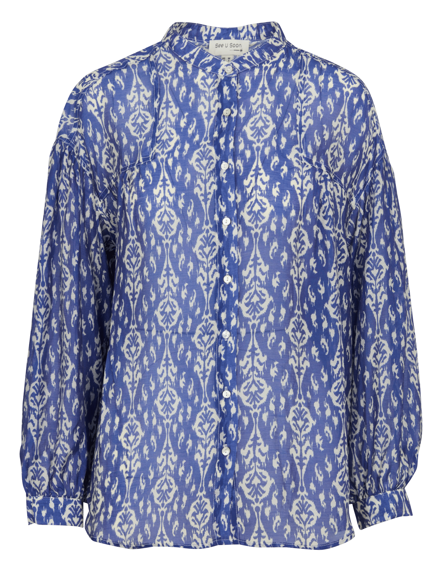 Chemise oversize col rond imprimé SEE U SOON Bleu