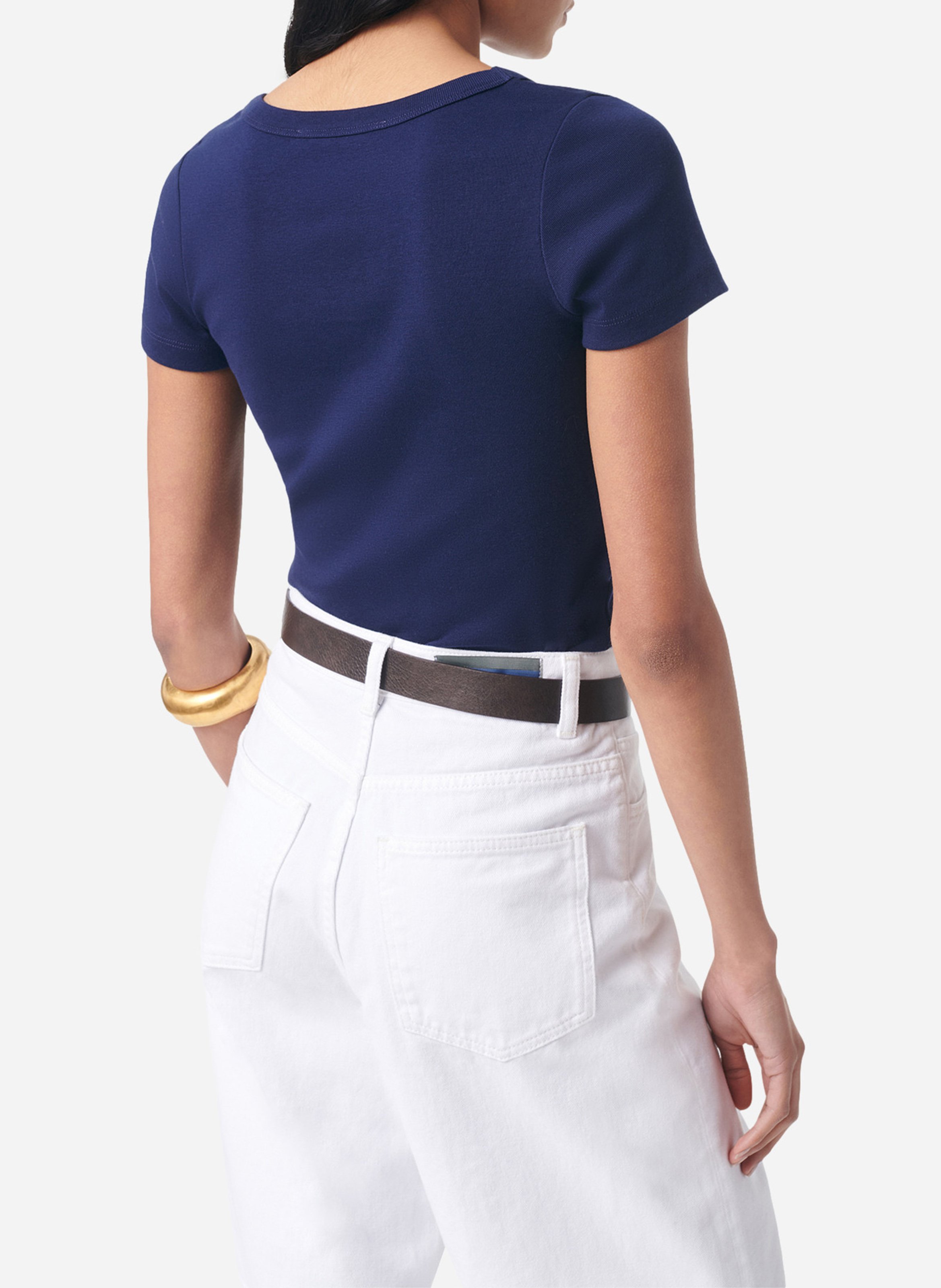 T-shirt van biokatoen met ronde hals VANESSA BRUNO Blauw