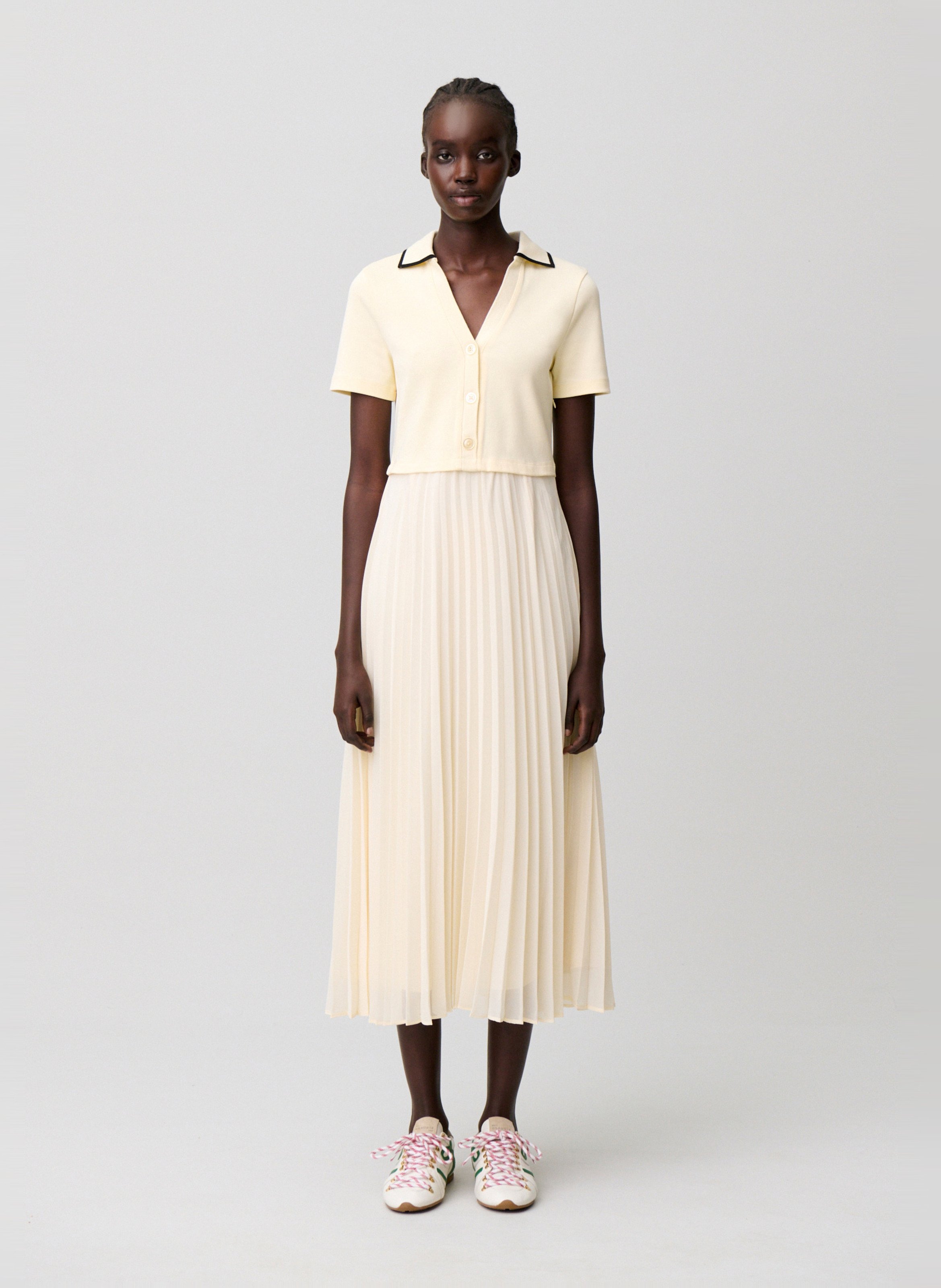 Robe longue col classique en maille CLAUDIE PIERLOT Beige