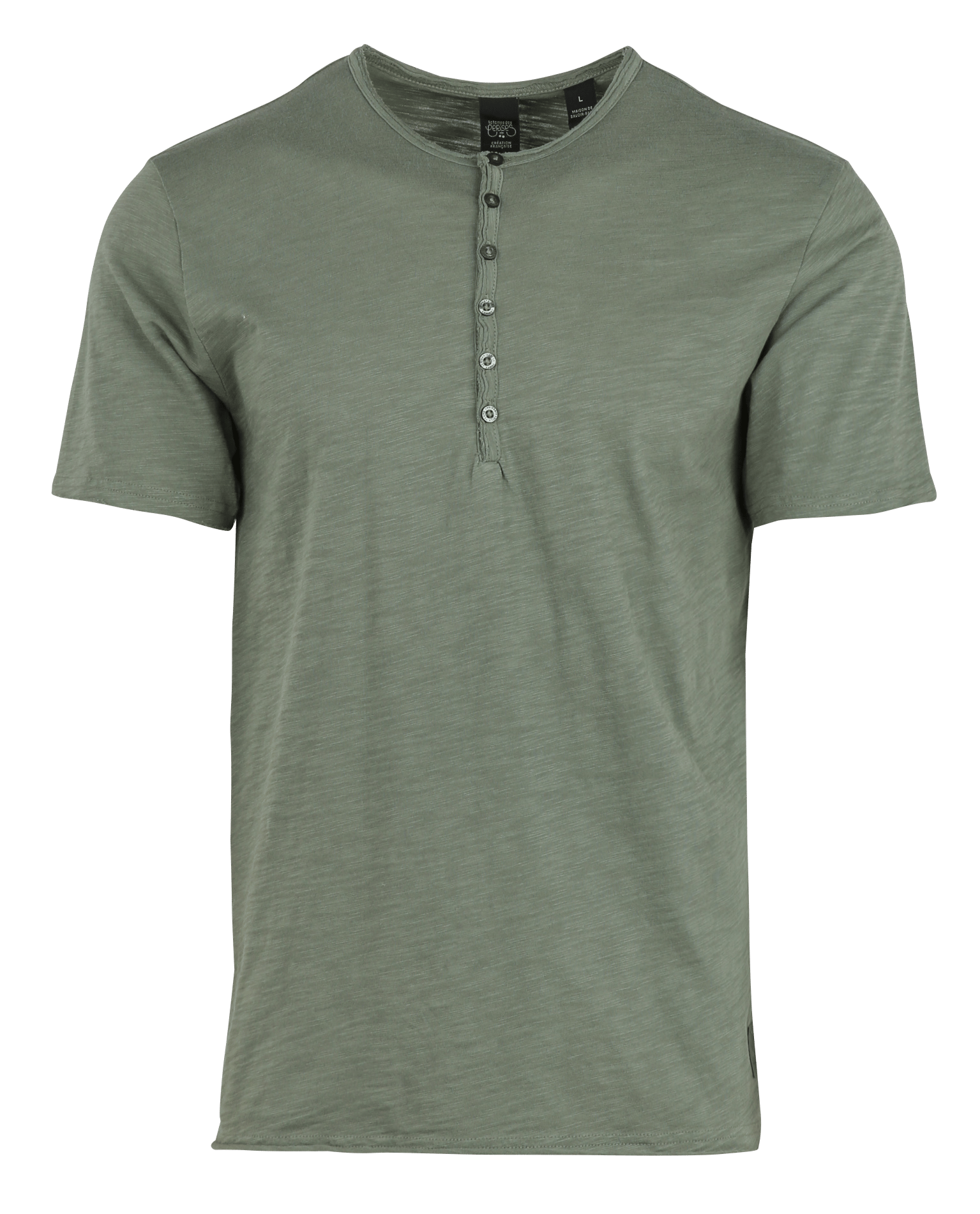 Straight fit round neck buttoned cotton t-shirt LE TEMPS DES CERISES White