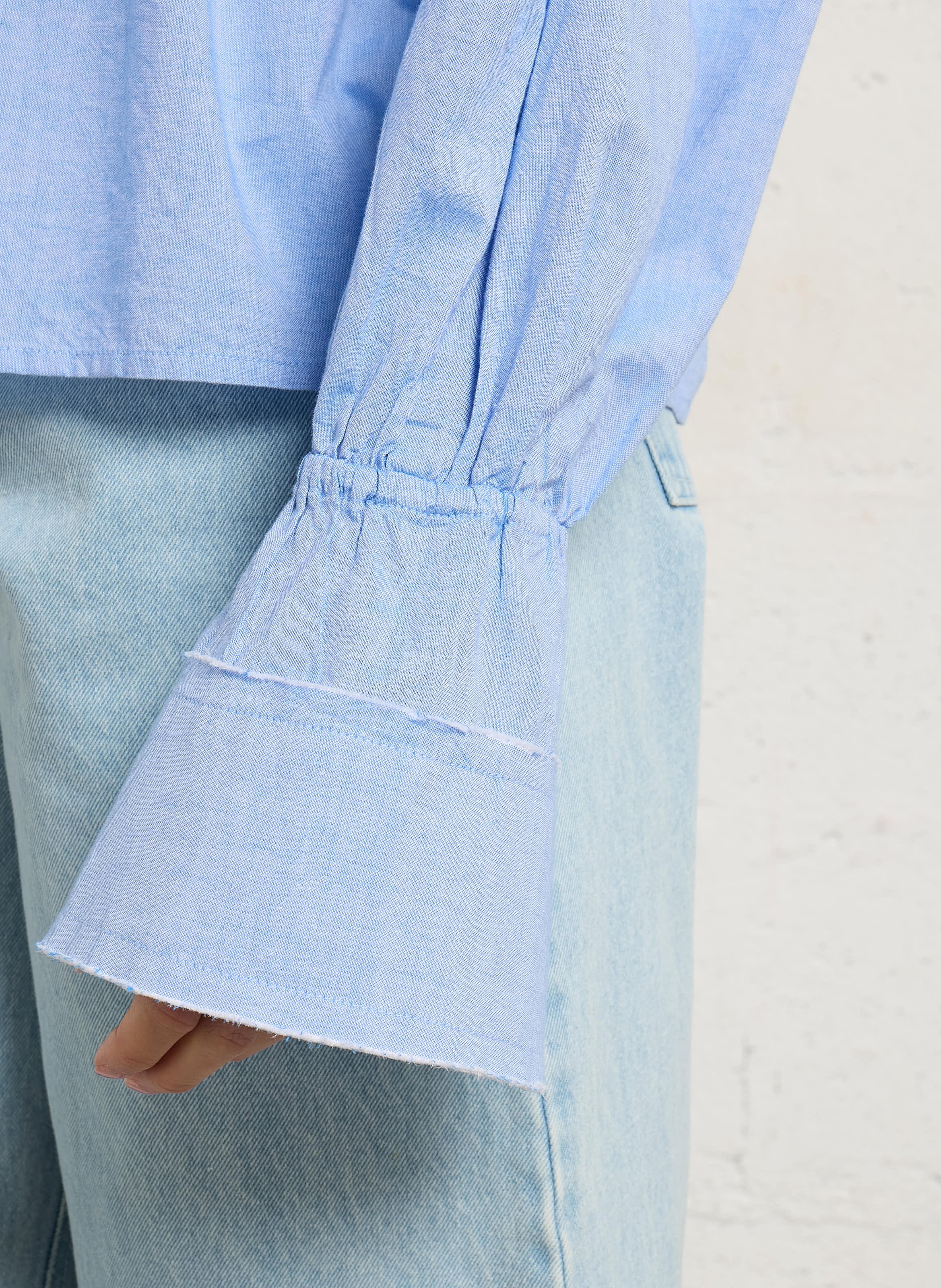 Korte, katoenen jurk met ronde hals MES DEMOISELLES Blauw