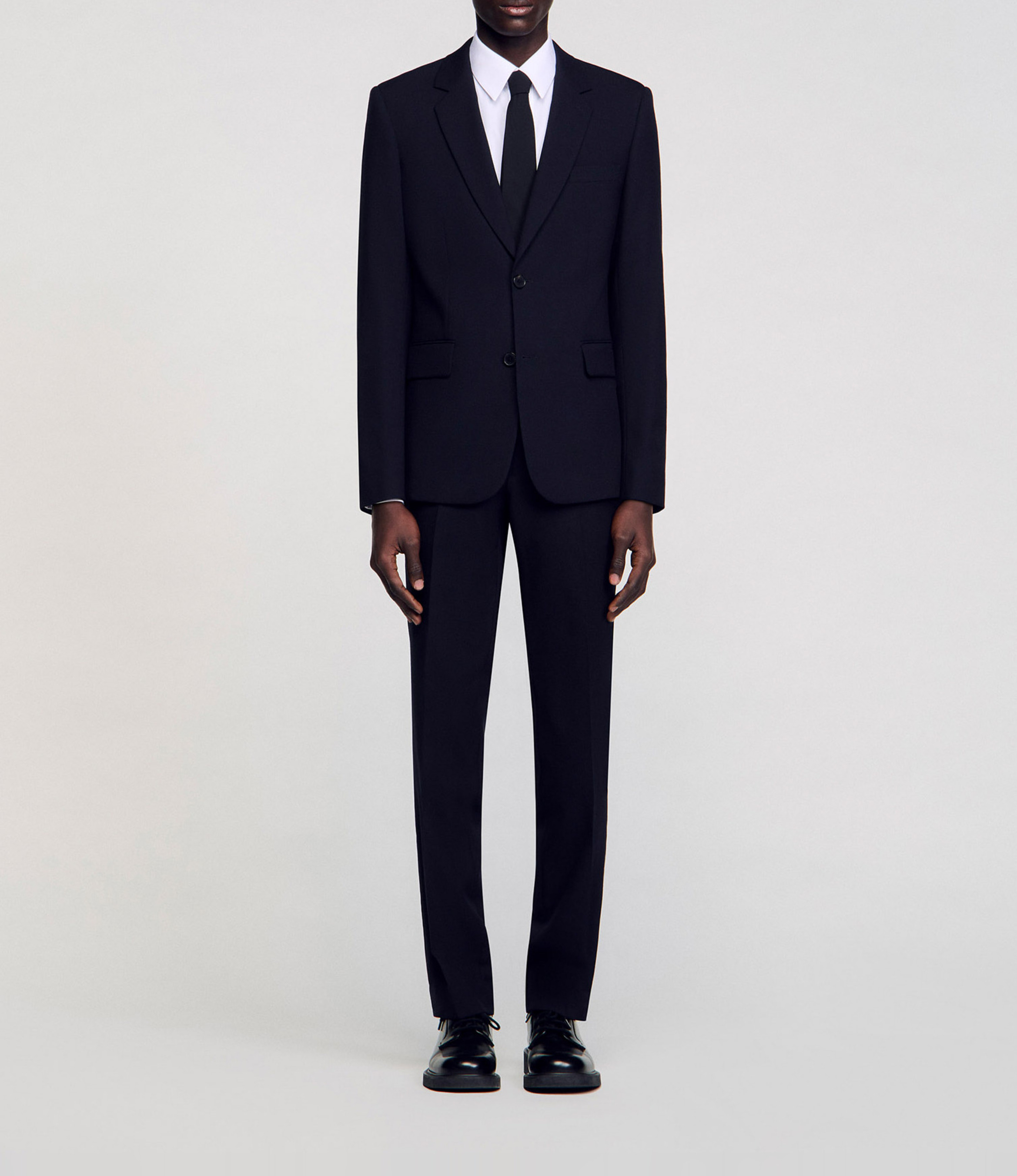 Veste col tailleur en laine SANDRO Bleu