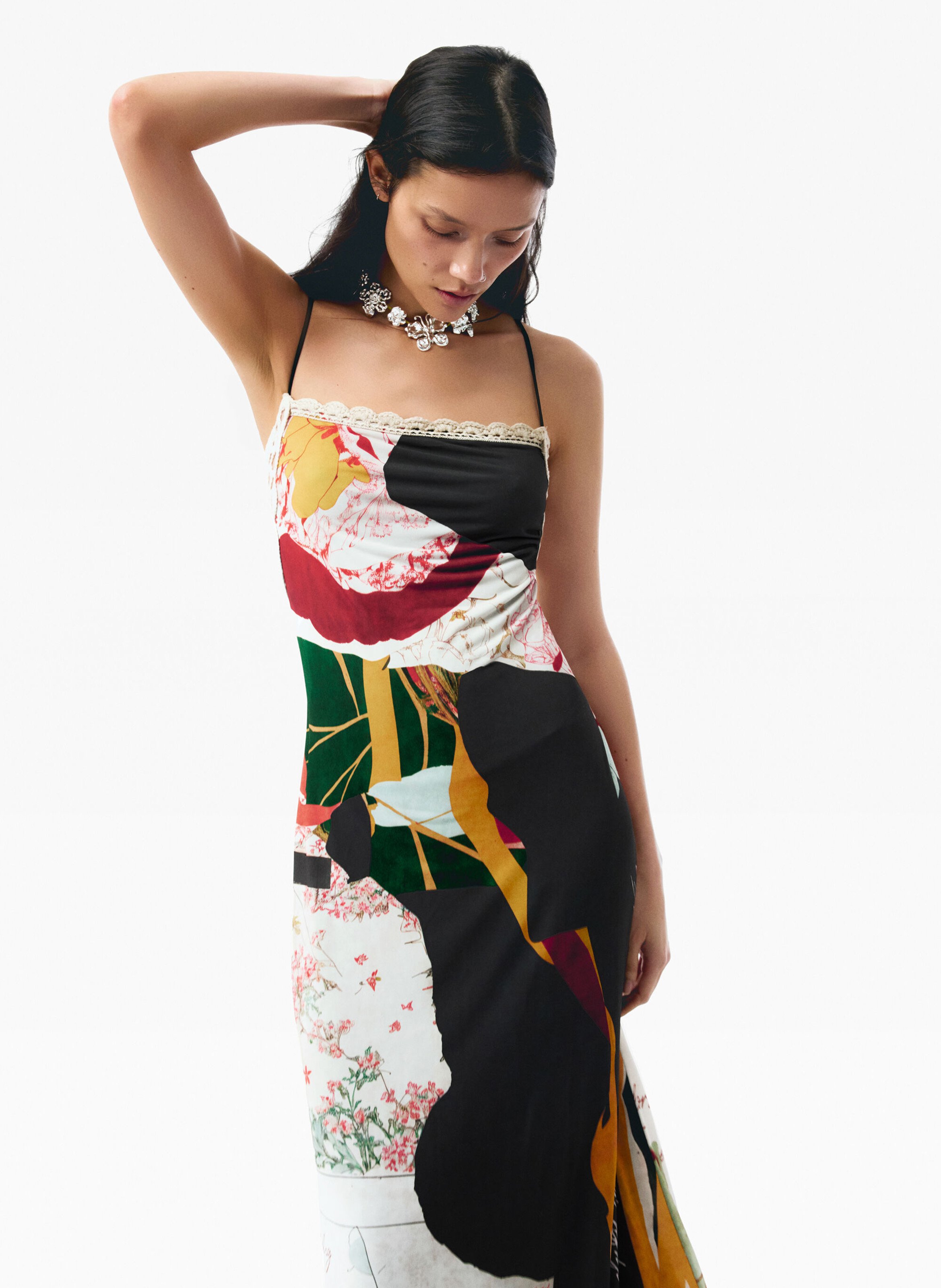 Robe midi imprimée DESIGUAL Noir