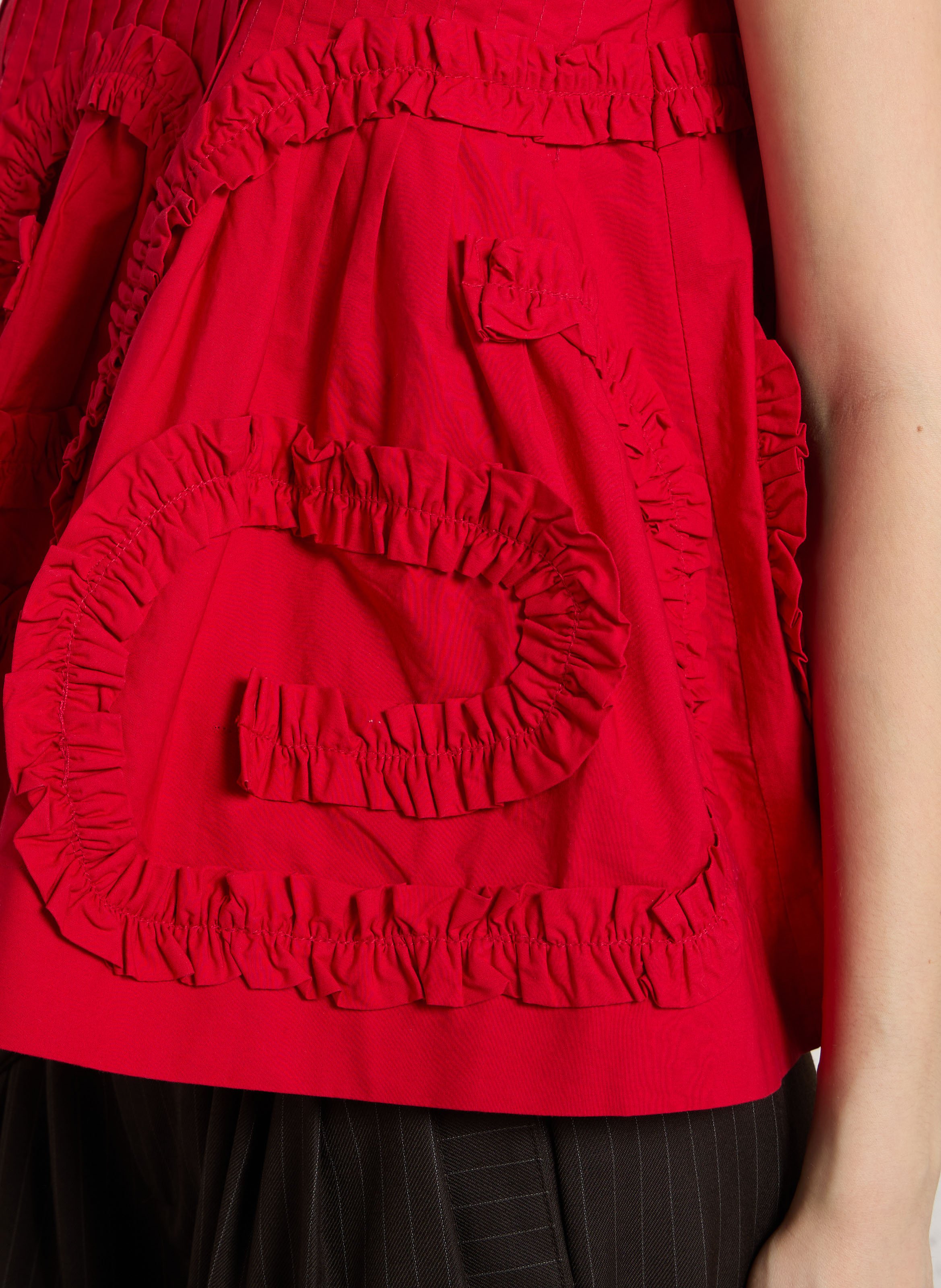 Sleeveless pleated top in organic cotton DAMSON MADDER Red