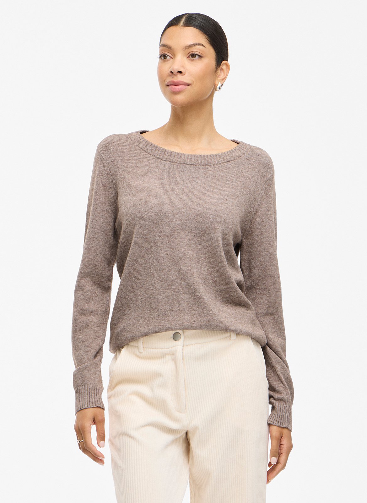 Round-neck sweater VILA Brown