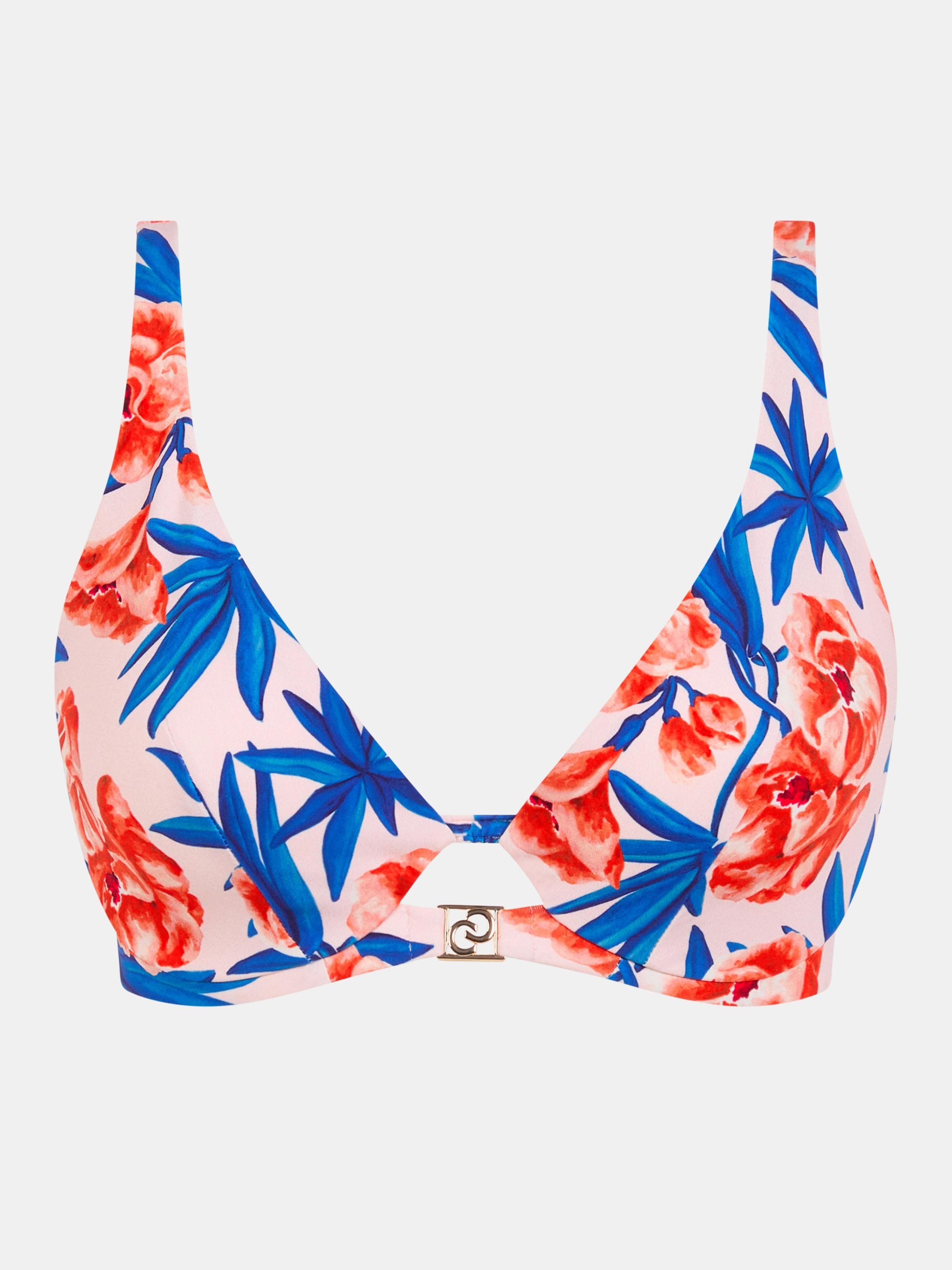 Plunging one-wire swimsuit top with multi-position straps CHANTELLE Blue