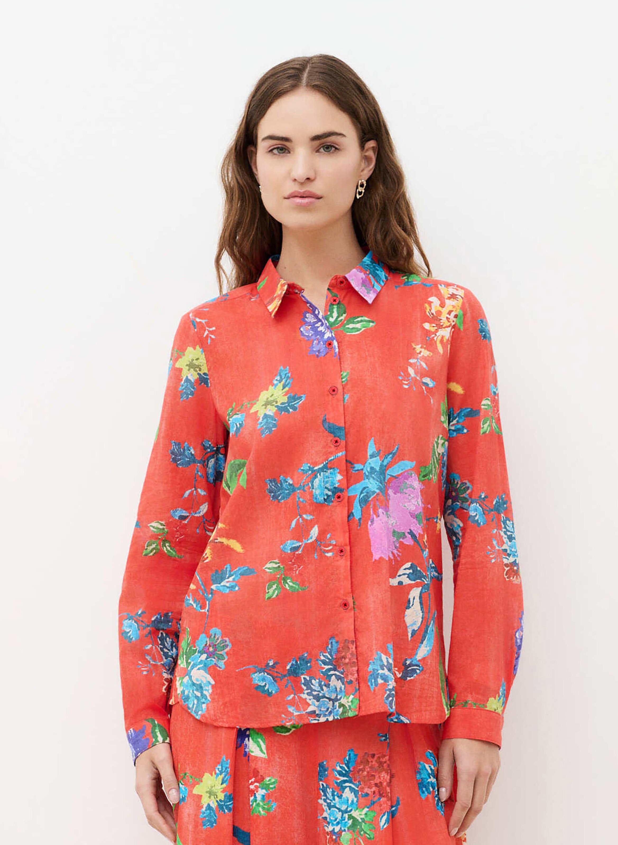 Cotton shirt with floral print CAROLL Red