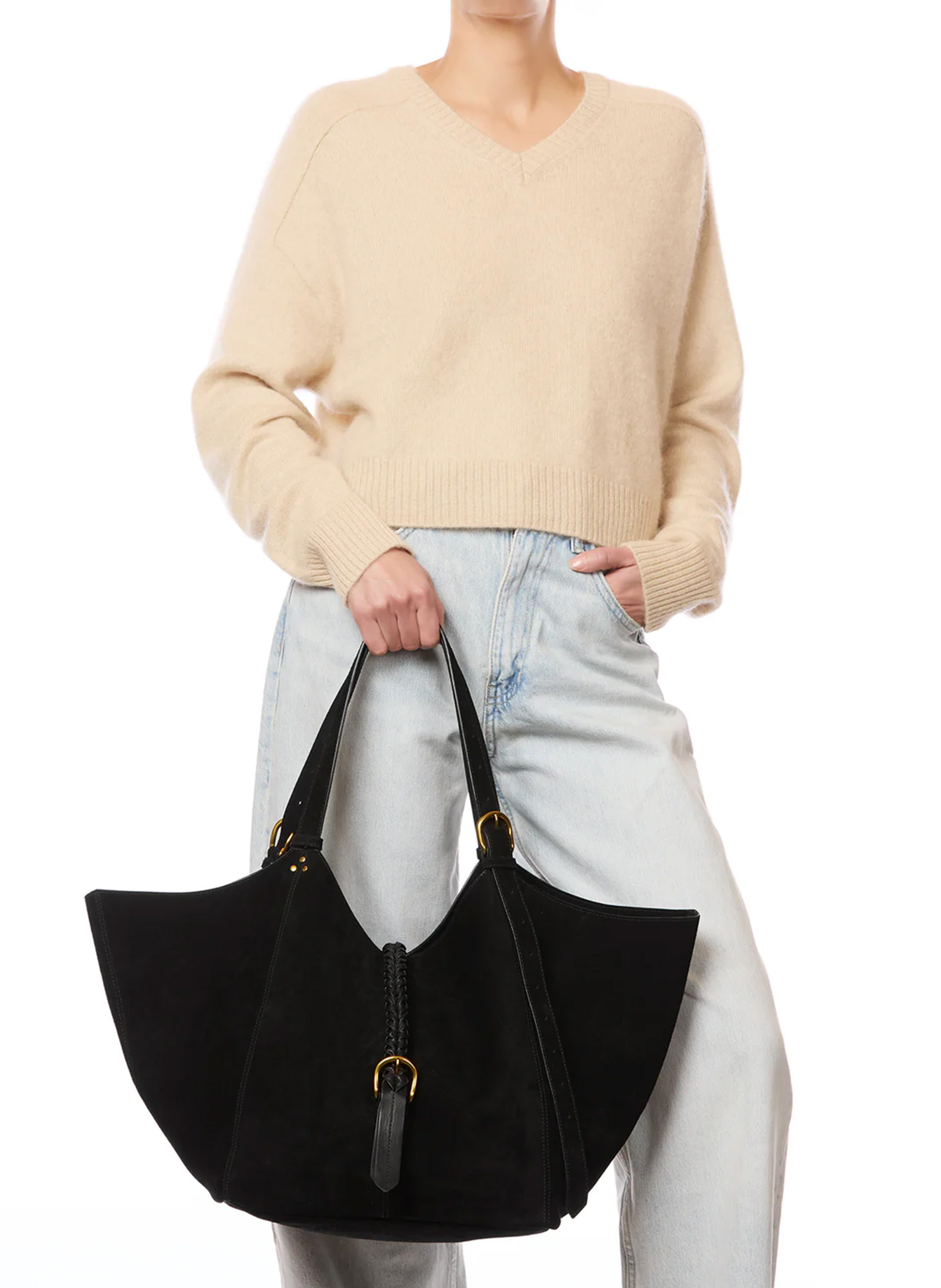 Sac cabas en cuir velours JEROME DREYFUSS Noir