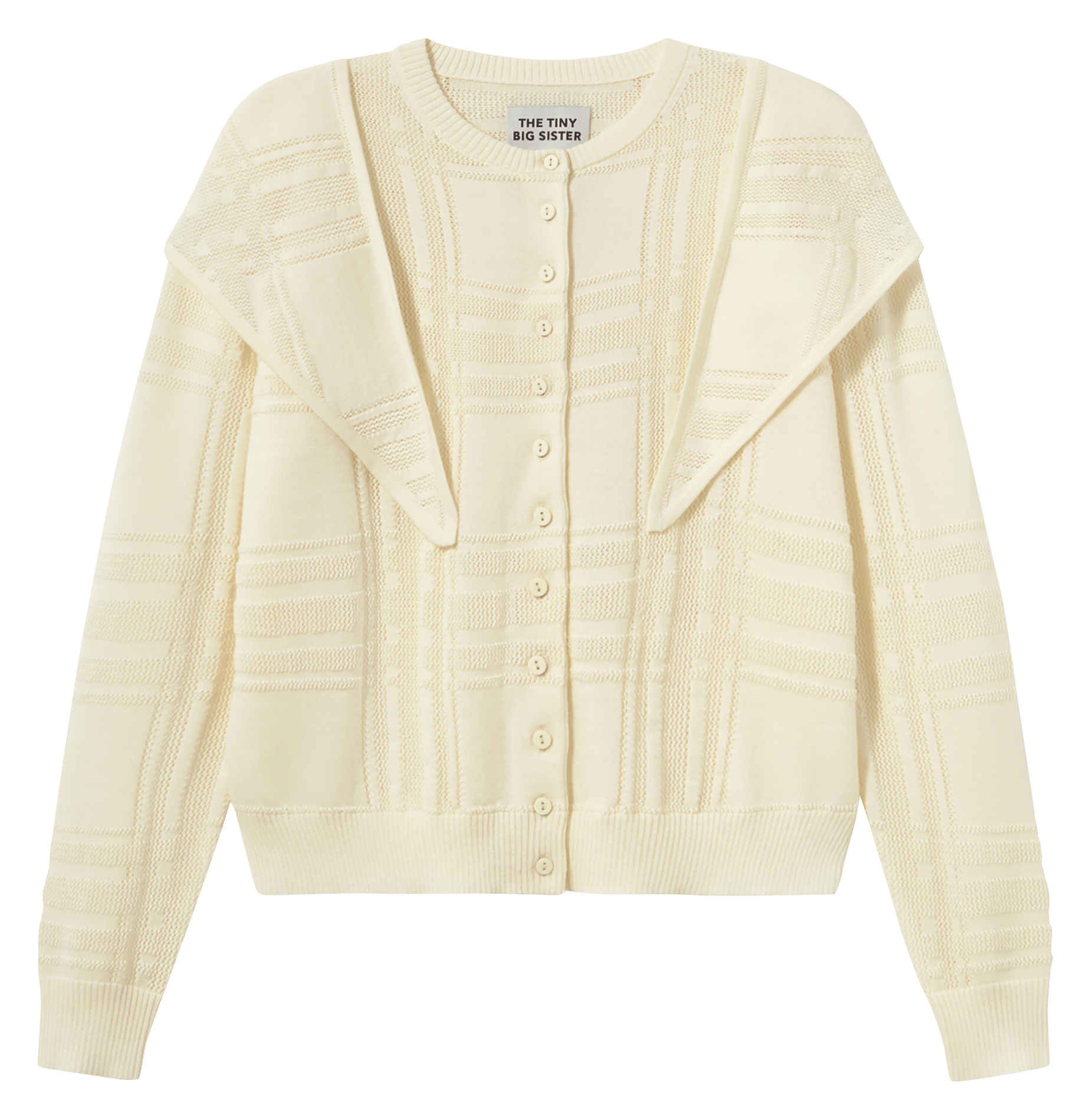 Gilet col rond en laine THE TINY BIG SISTER Beige