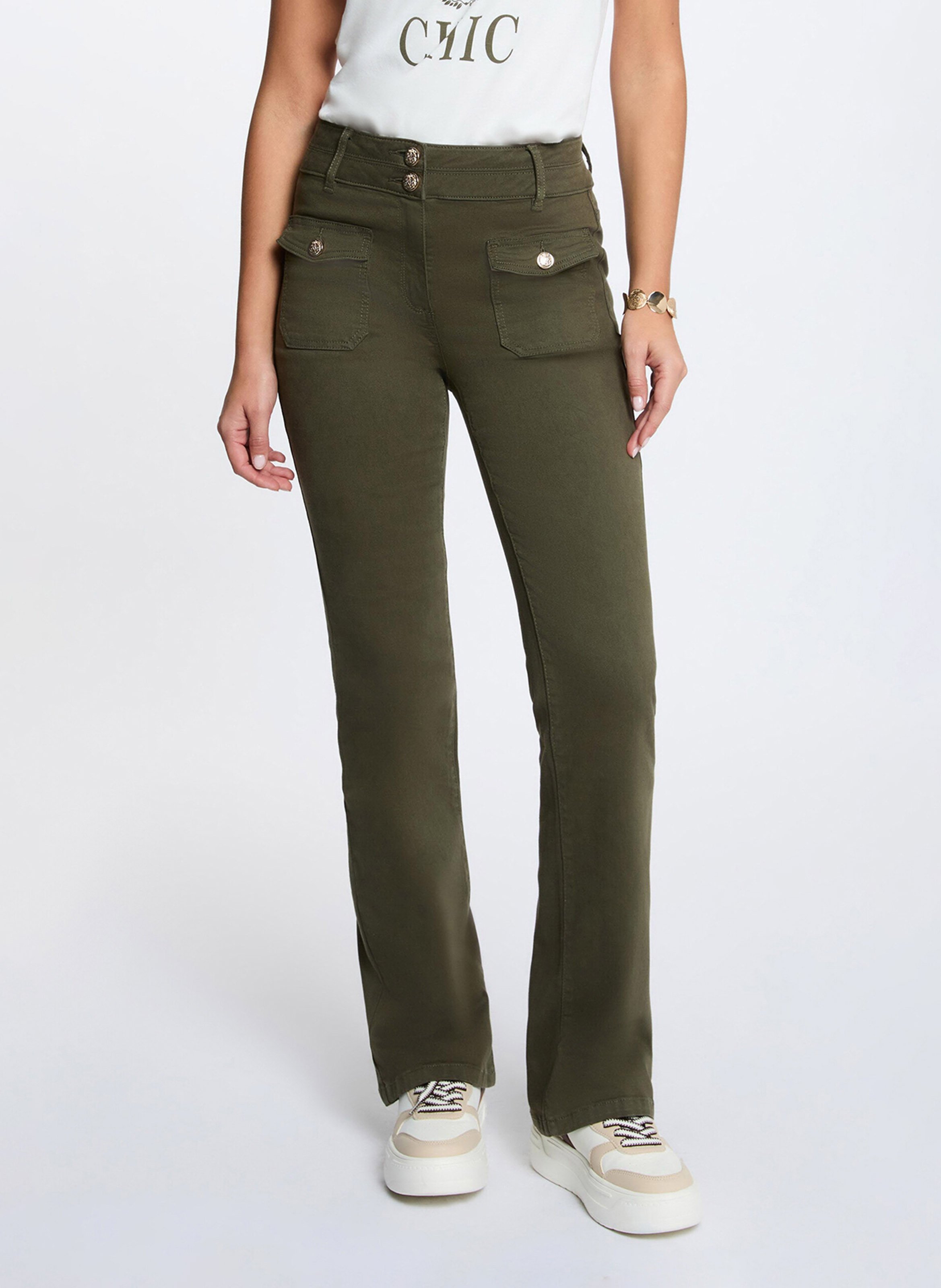 Straight-leg cotton-blend pants MORGAN