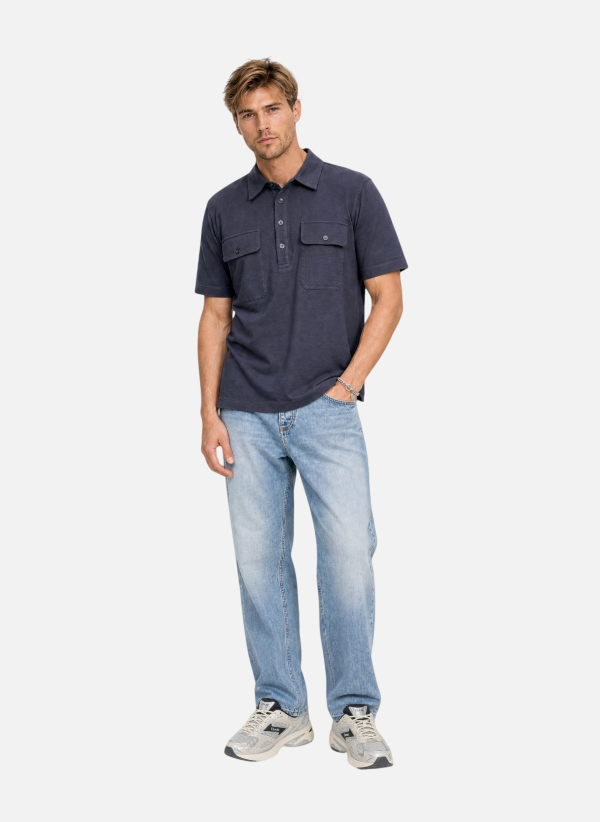 Straight-cut short-sleeve polo THE KOOPLES Blue