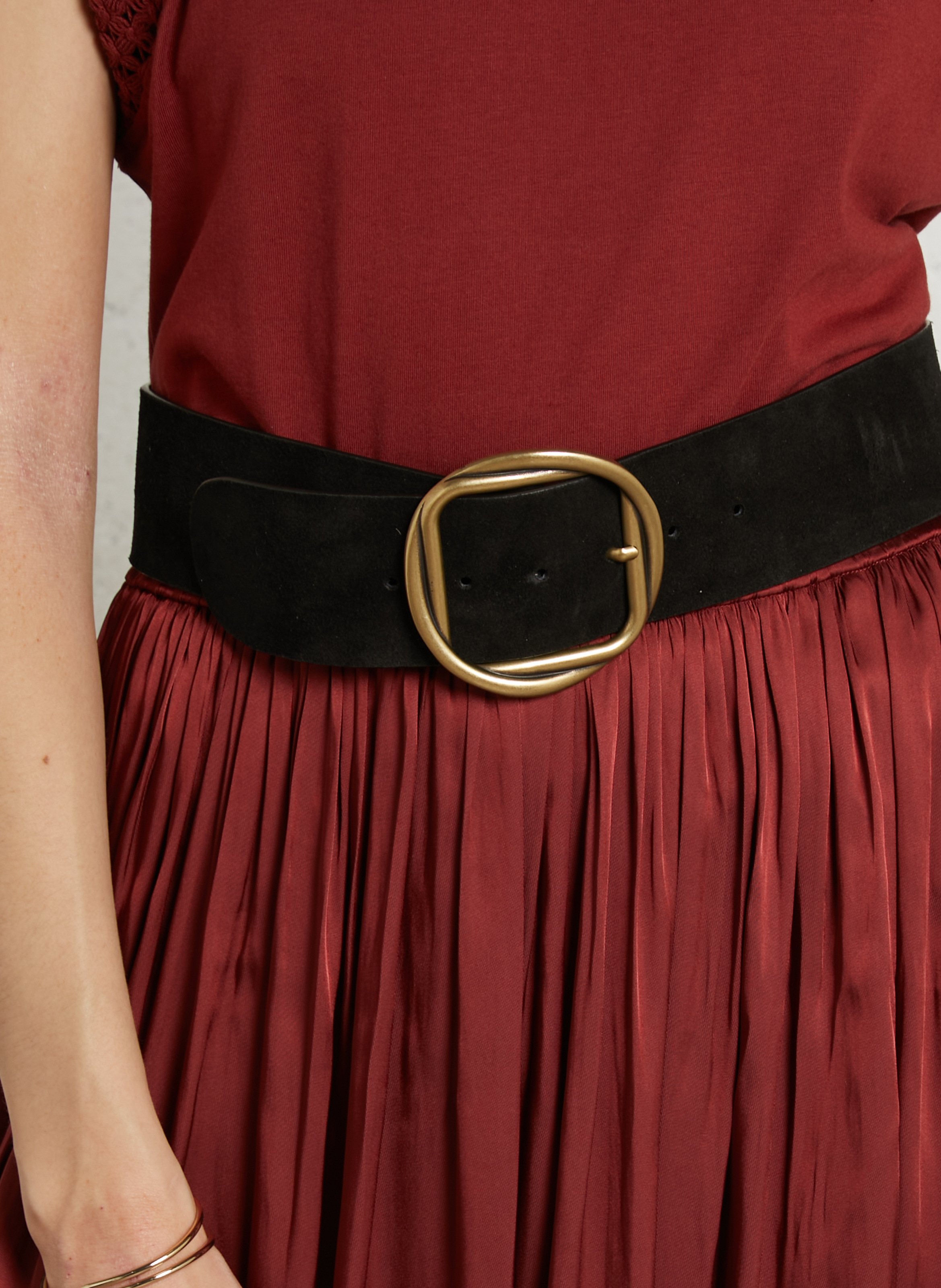 Ceinture large en cuir MAISON 123 Noir