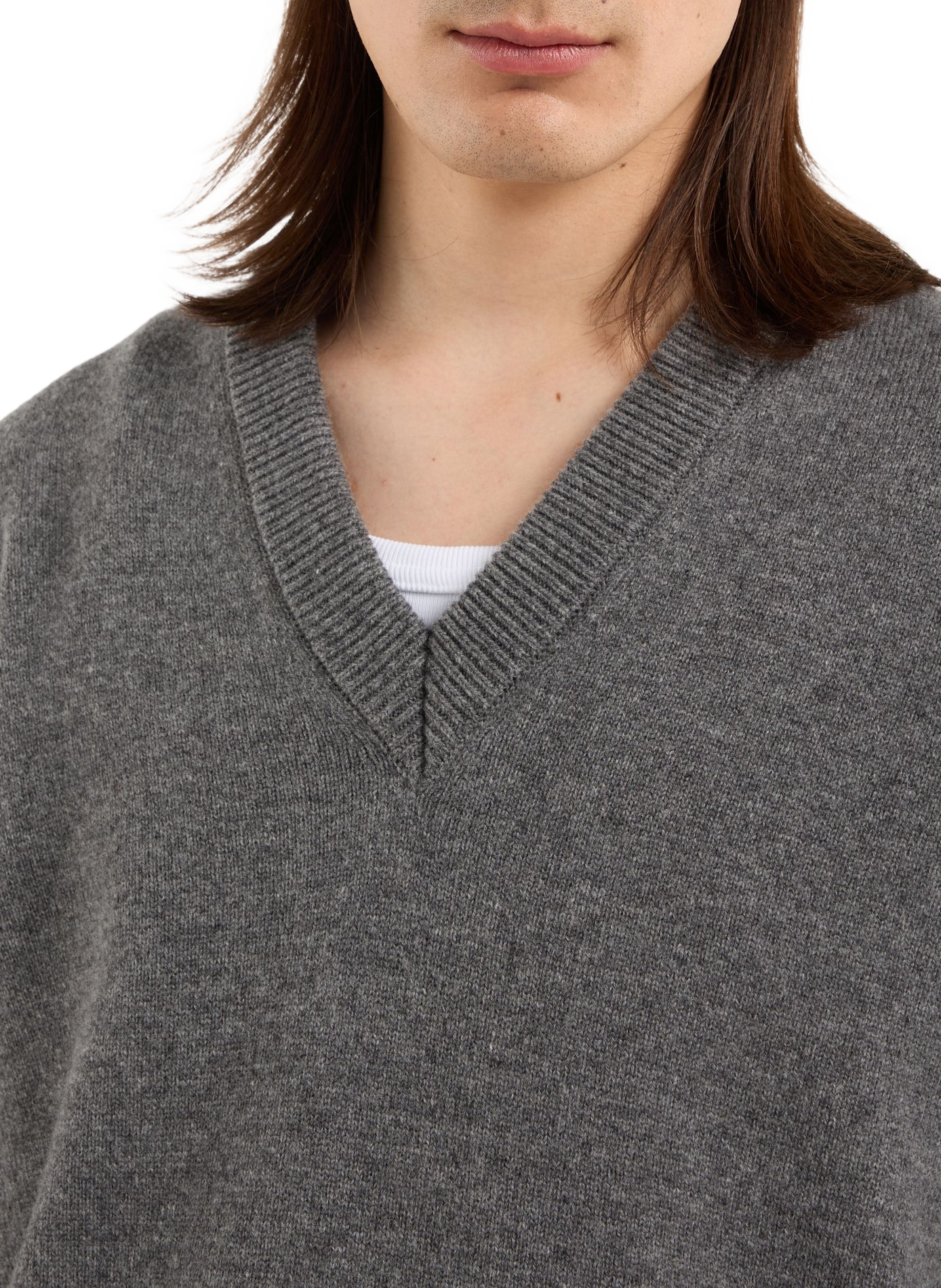 Loose-fit wool V-neck sweater SAISON 1865 Grey