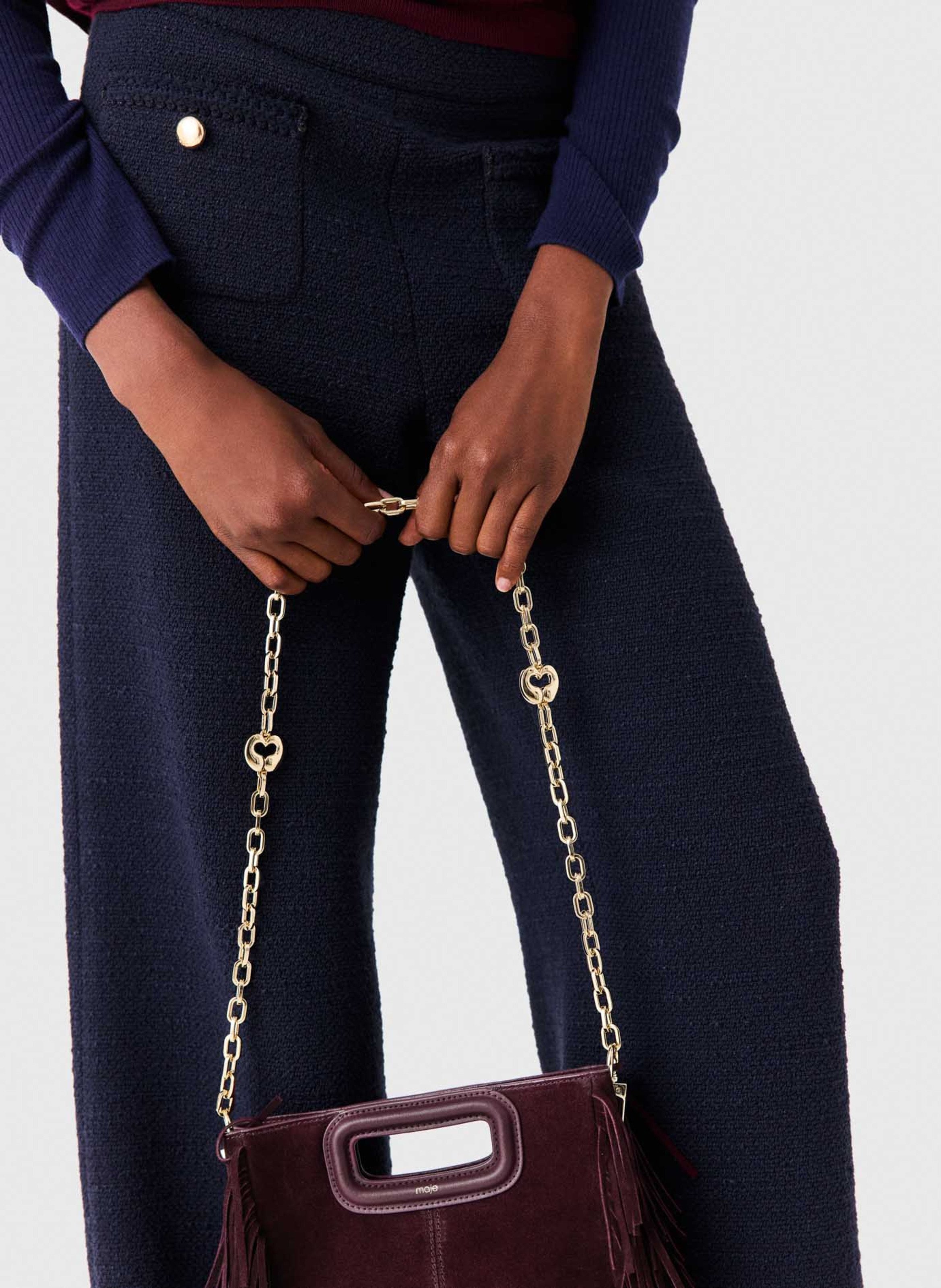 Leren schoudertas met ketting MAJE Goudkleurig