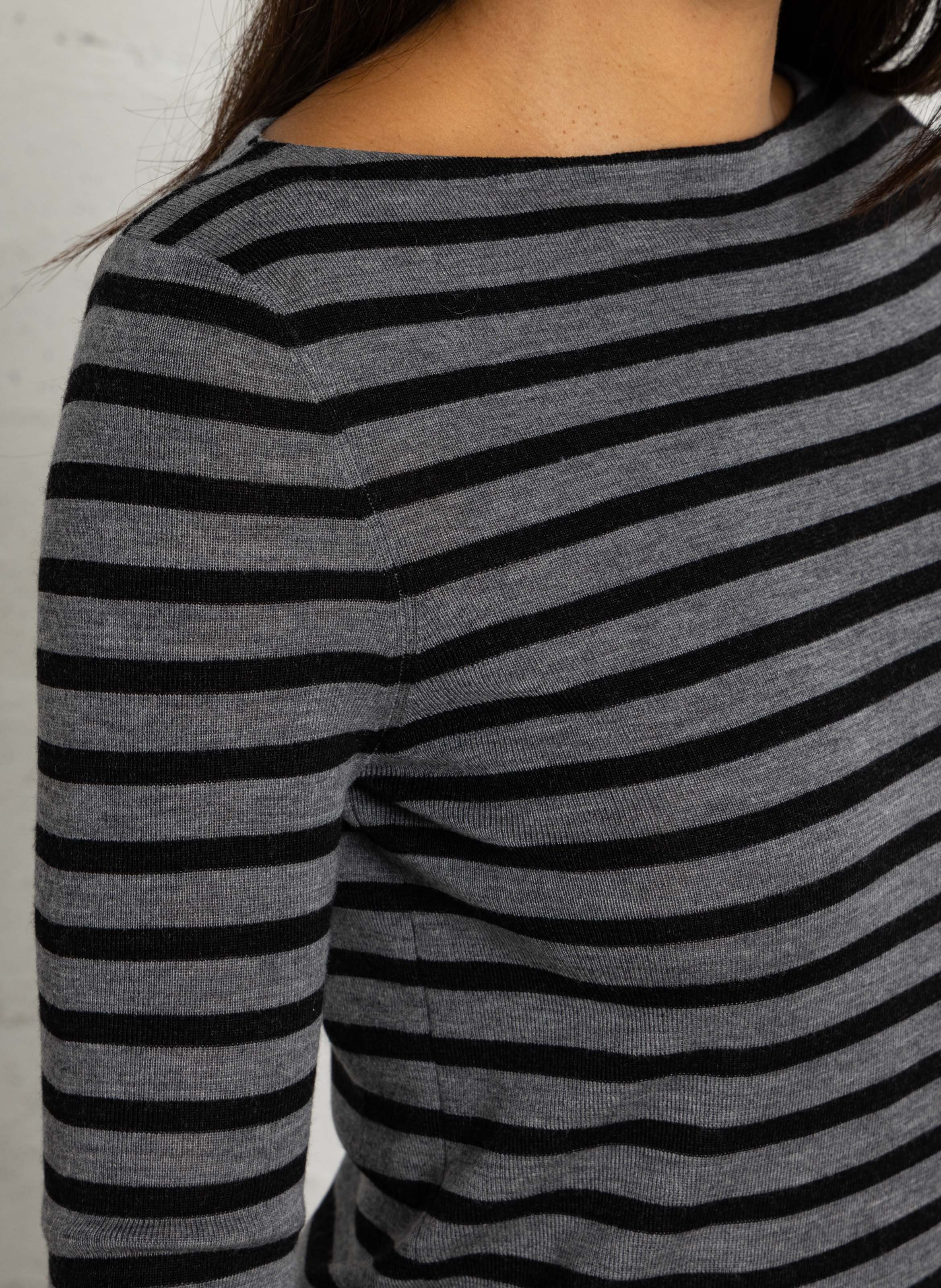 Pull col bateau rayé en laine  LAURENCE BRAS Gris