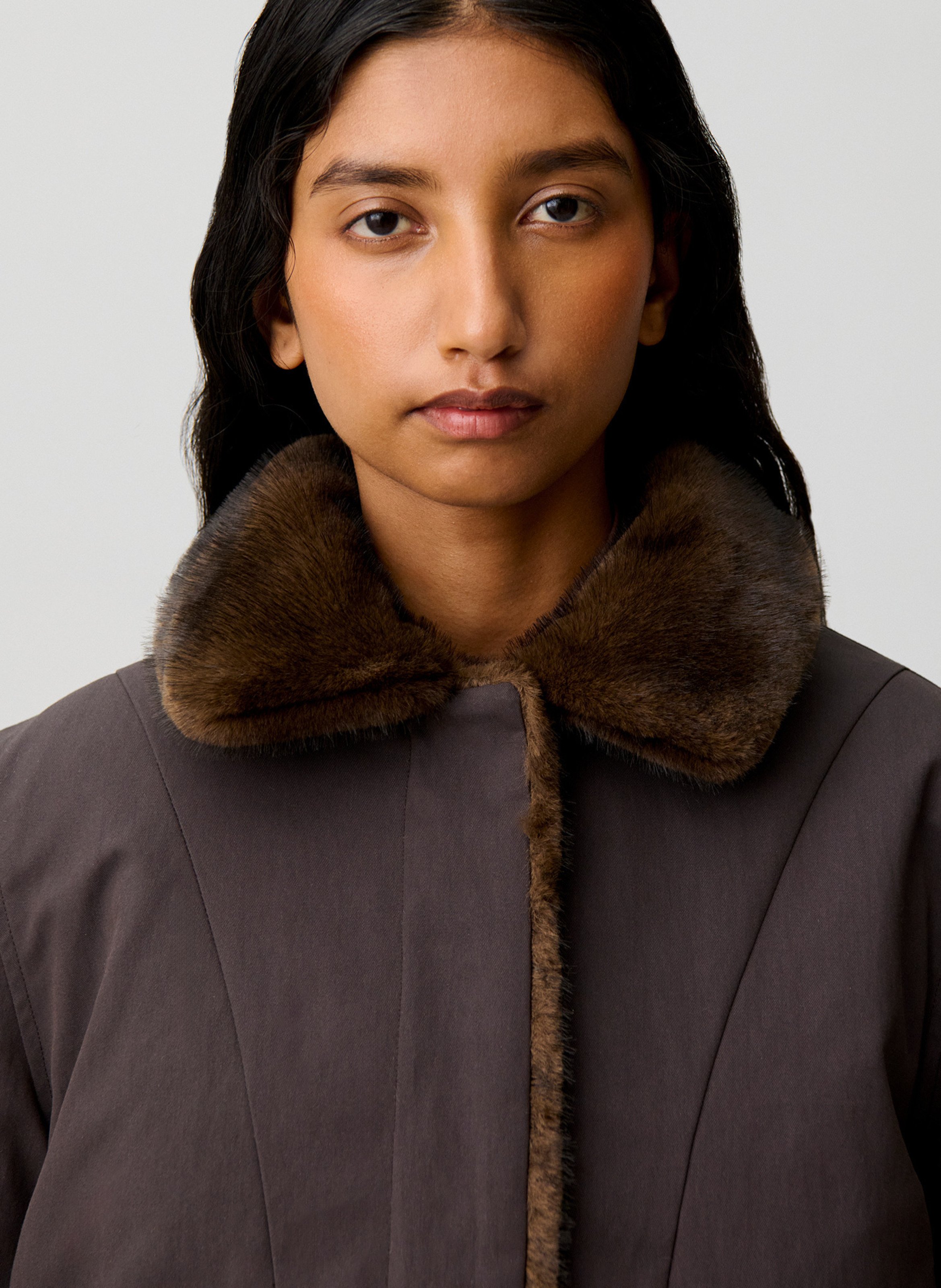Parka col classique en coton mélangé CLAUDIE PIERLOT Marron