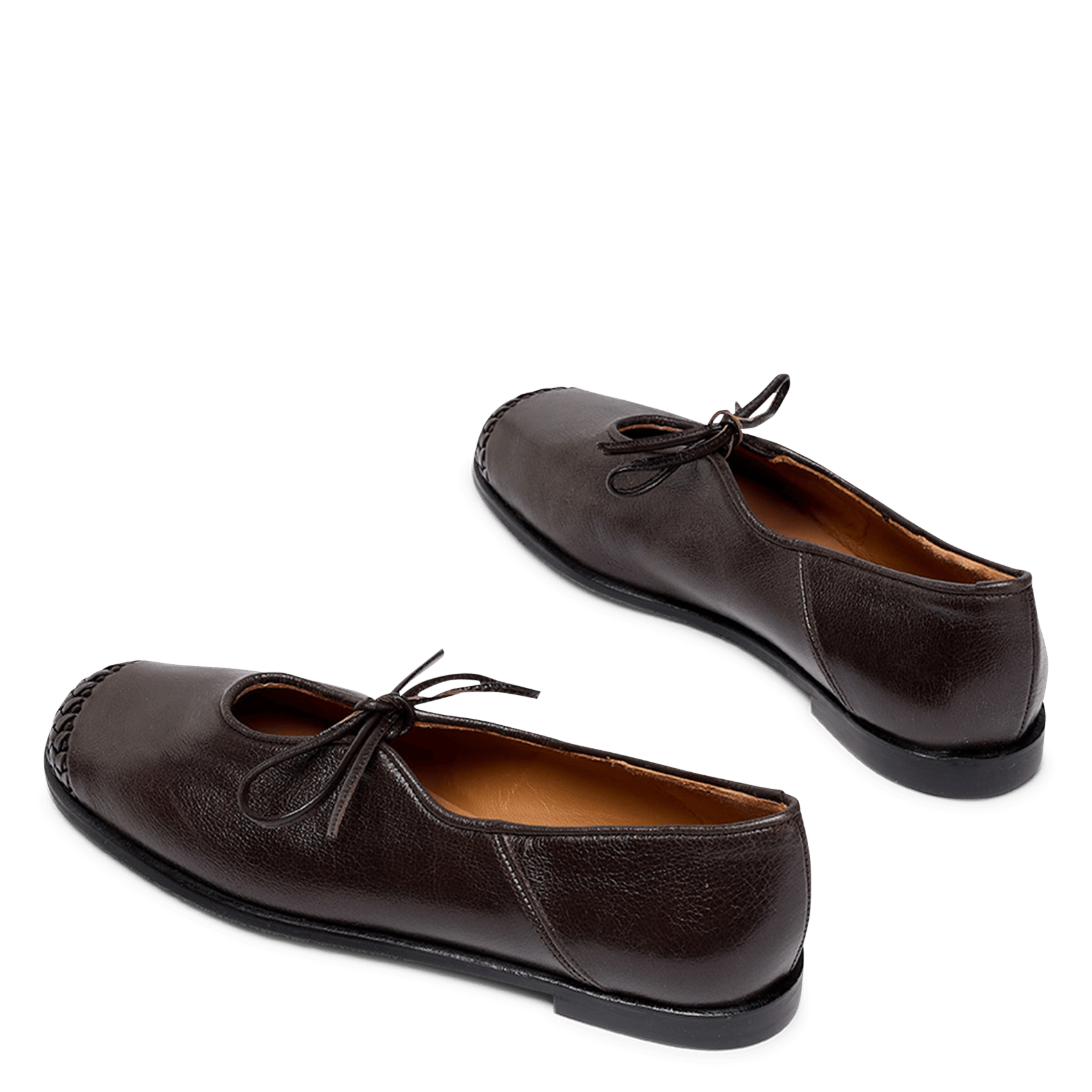 Braided leather ballet flats NAGUISA Brown