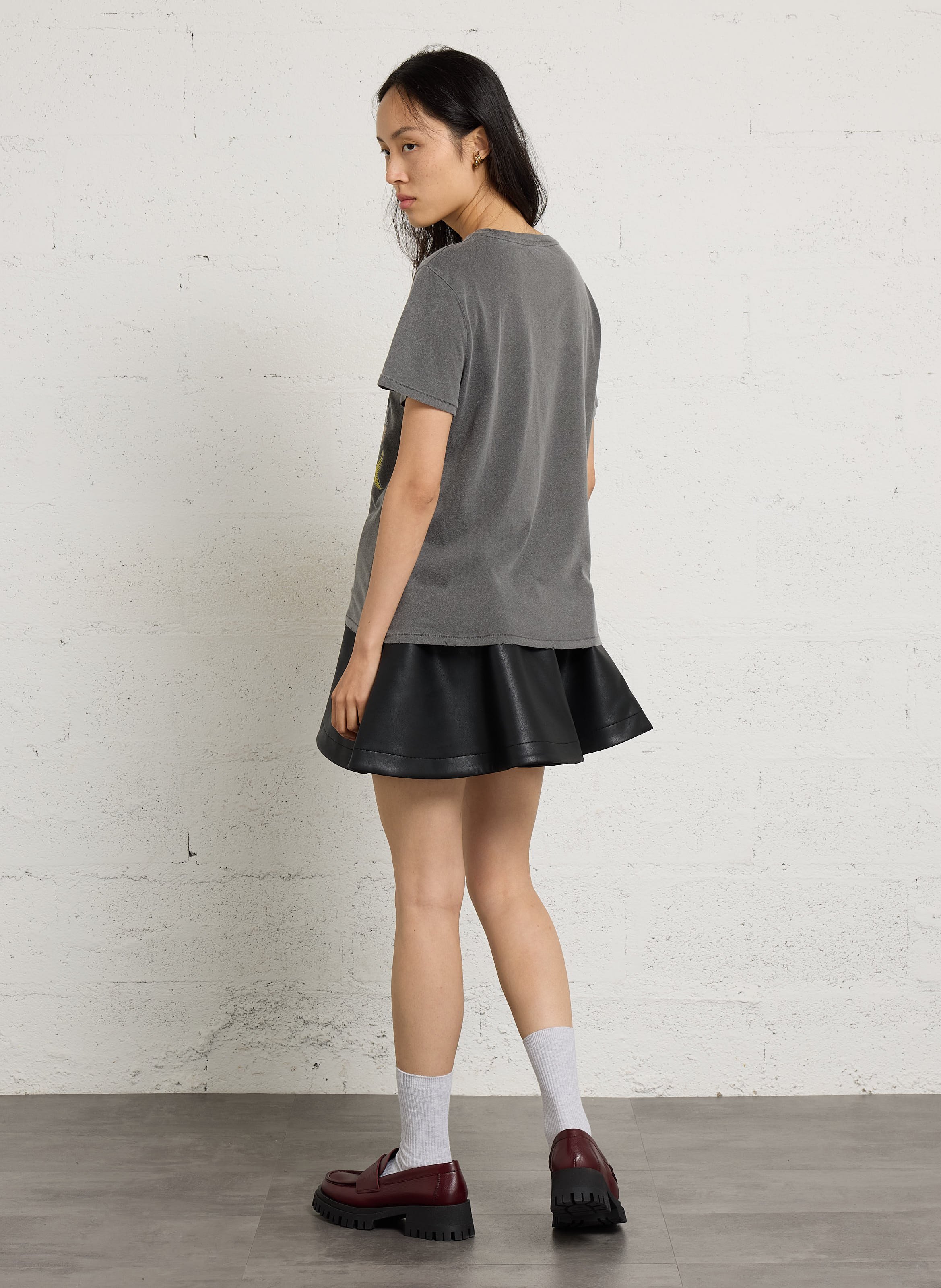T-shirt droit à détails badges en coton NEWTONE Gris