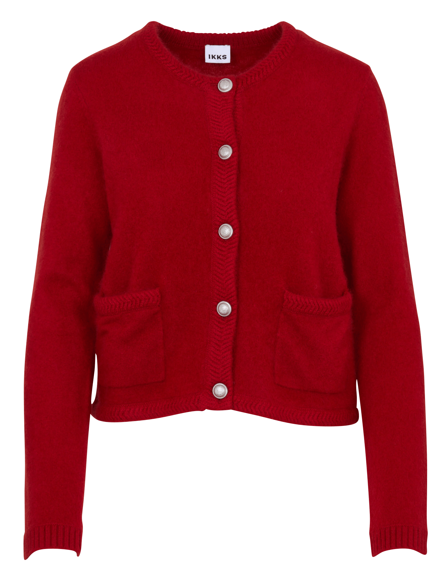Strickjacke aus Wolle mit Rundhalsausschnitt IKKS Rot