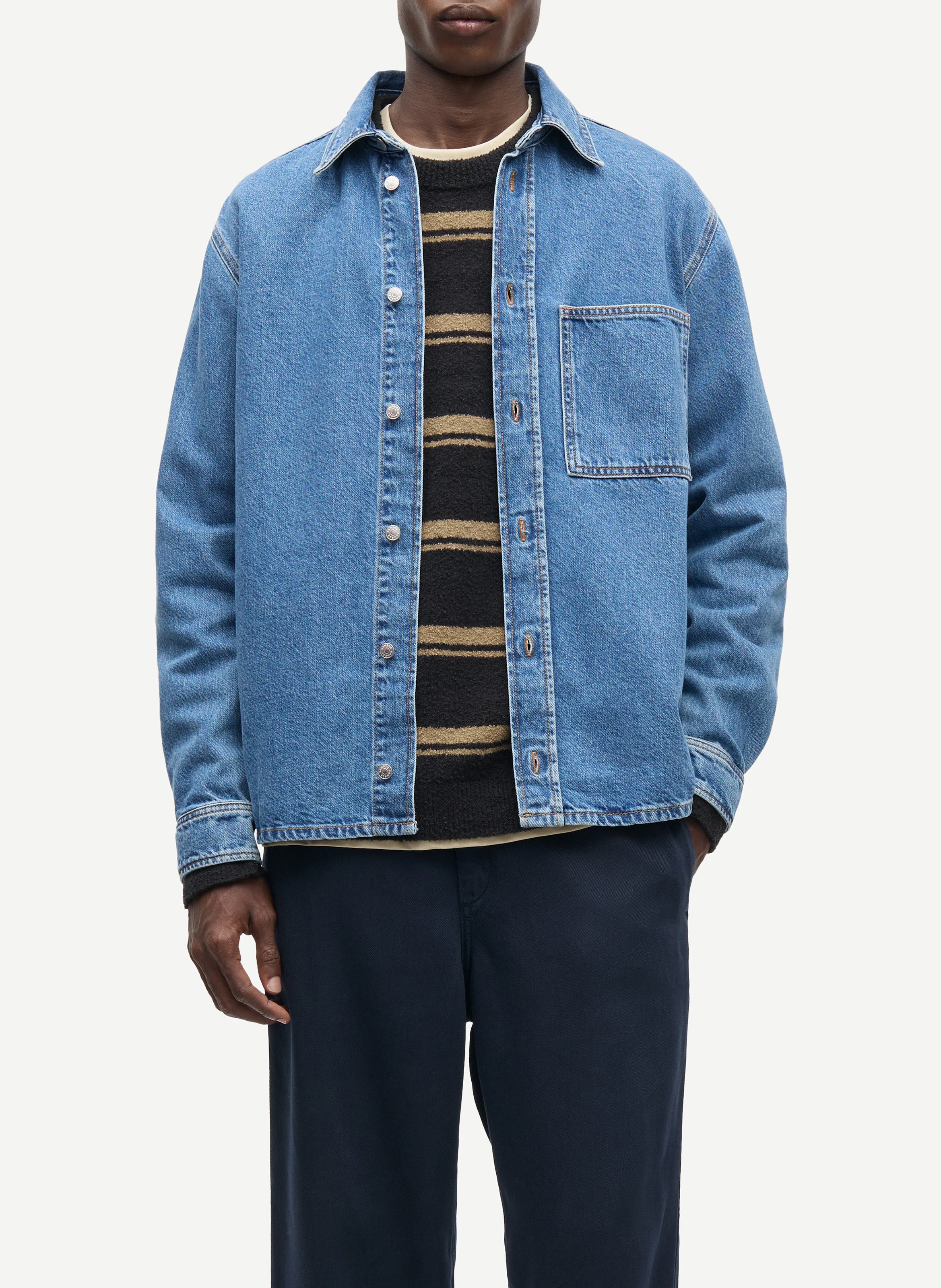 Chemise droite boutonnée en jean SAMSOE SAMSOE Bleu