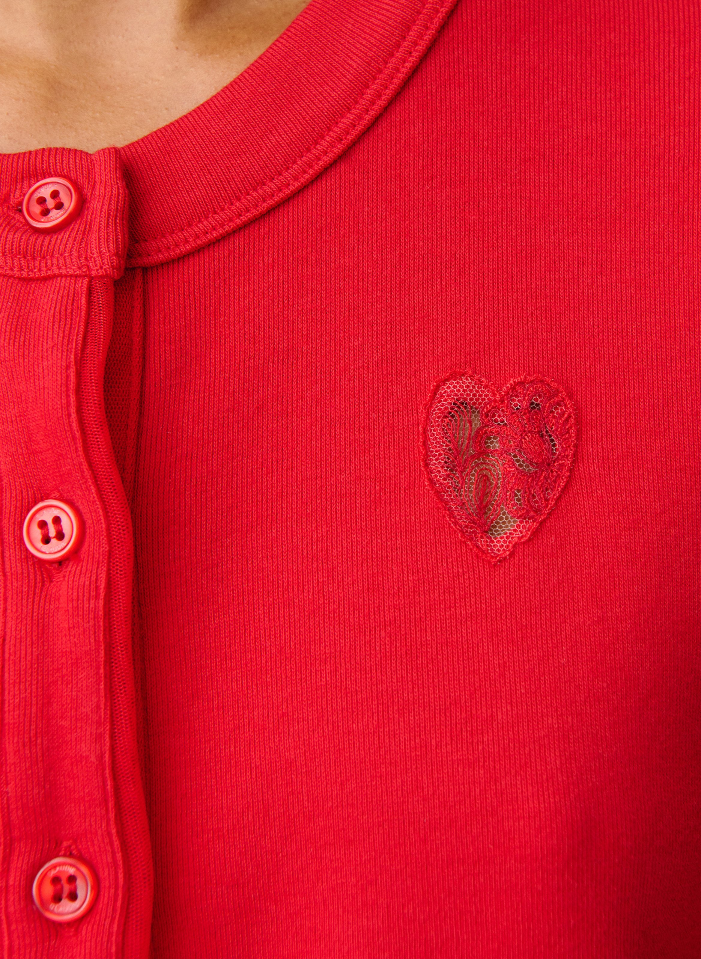 Mouwloze blouse van spijkerstof met klassieke kraag CLAUDIE PIERLOT Rood