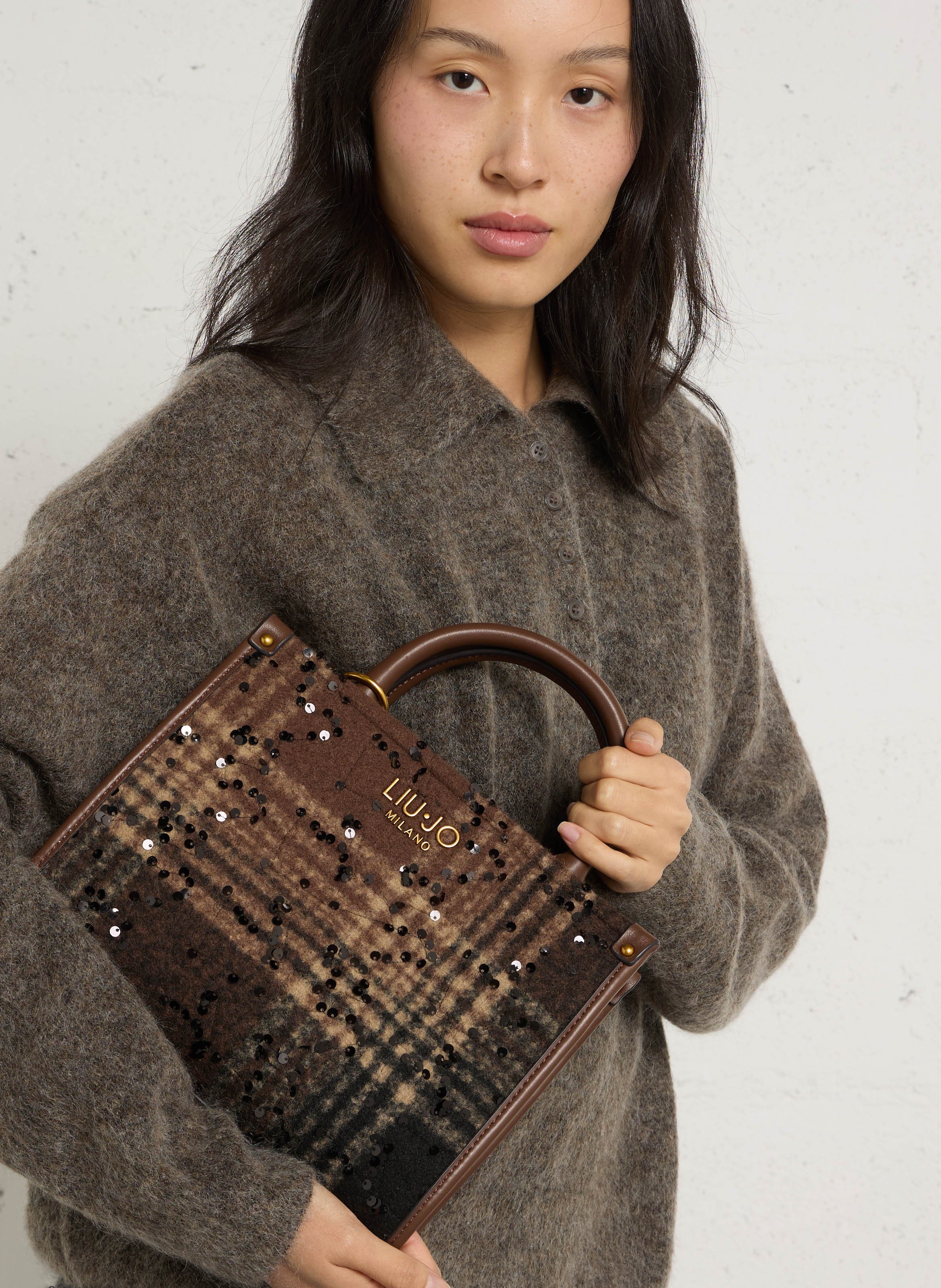 Sequin-detail handbag LIU JO Brown