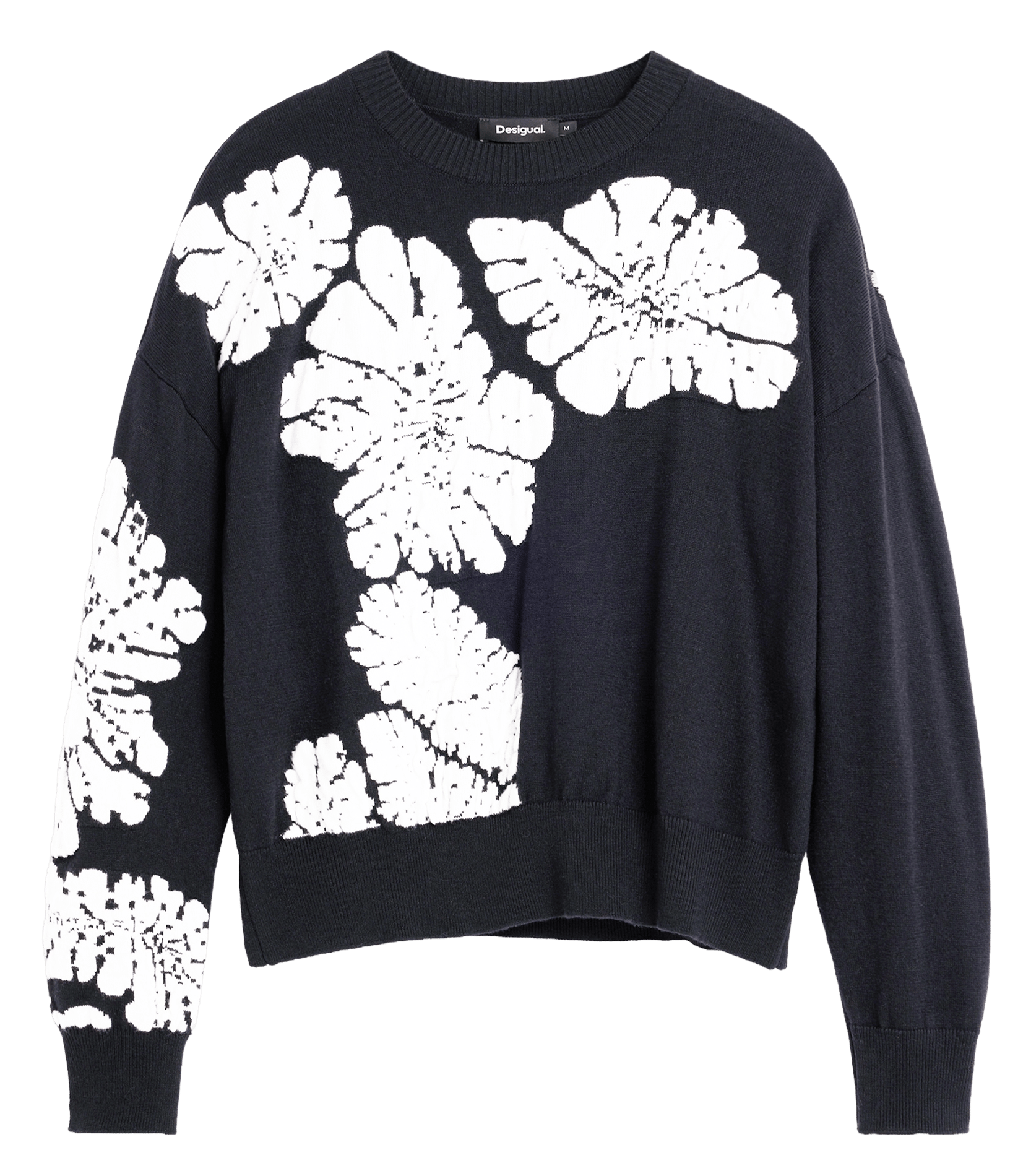 Pull ample col rond à motif DESIGUAL Noir