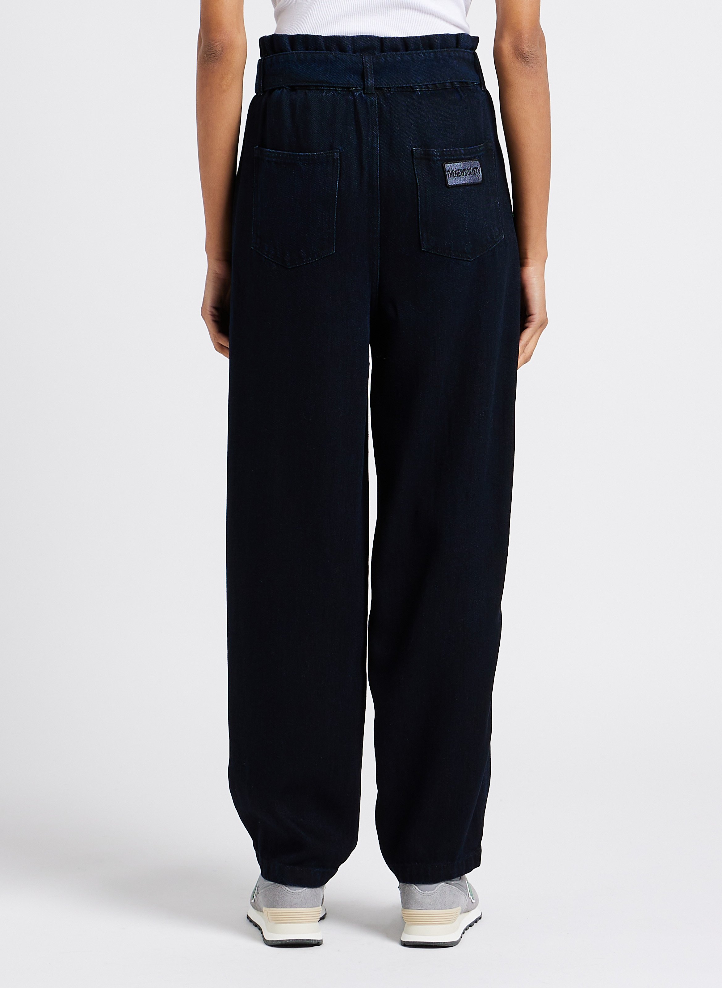 Straight high-rise pants with belt THE NEW SOCIETY Black