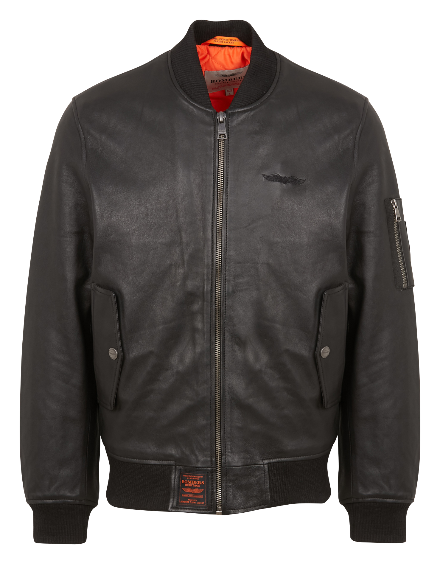 Veste col rond en cuir  BOMBERS ORIGINAL Noir