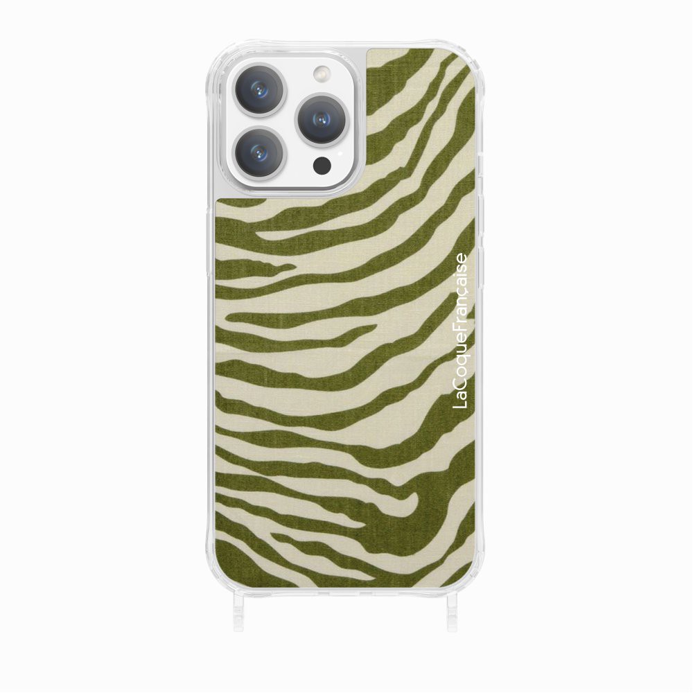 Zebra phone case with rings for iPhone 15 pro LA COQUE FRANCAISE Green