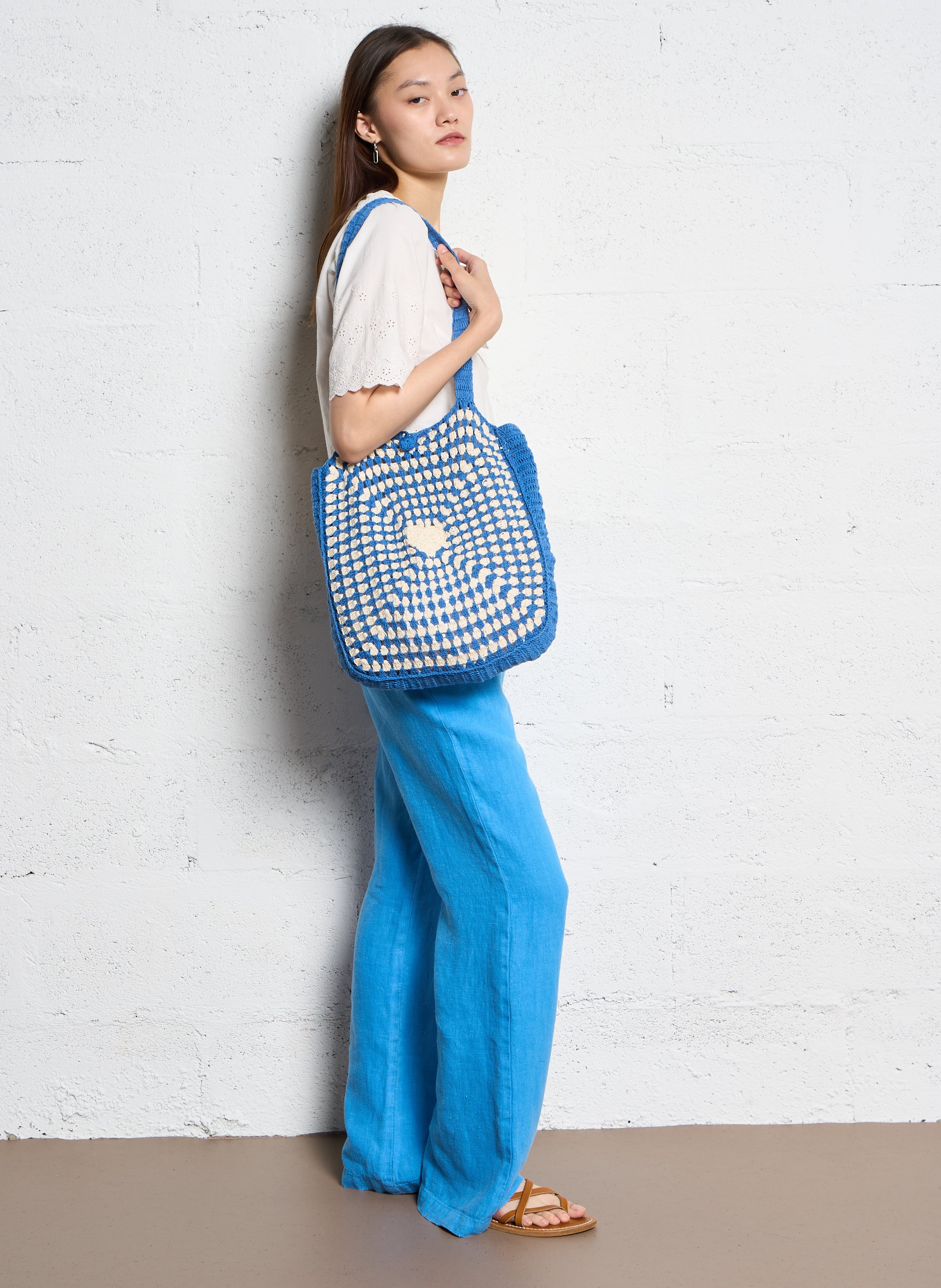 Cotton shoulder bag EMILE ET IDA Blue