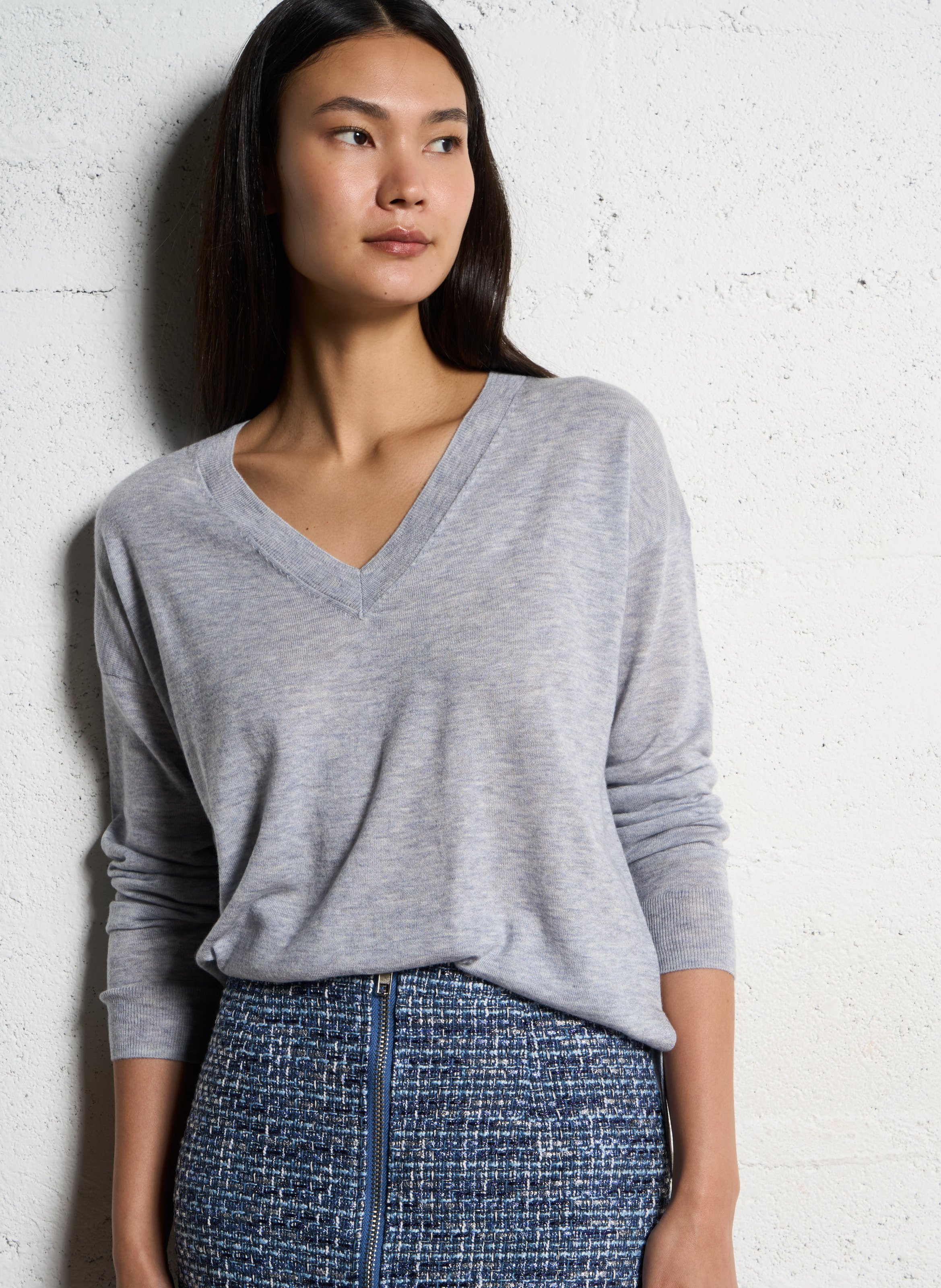 Pull maille fine ample LA PETITE ETOILE Gris