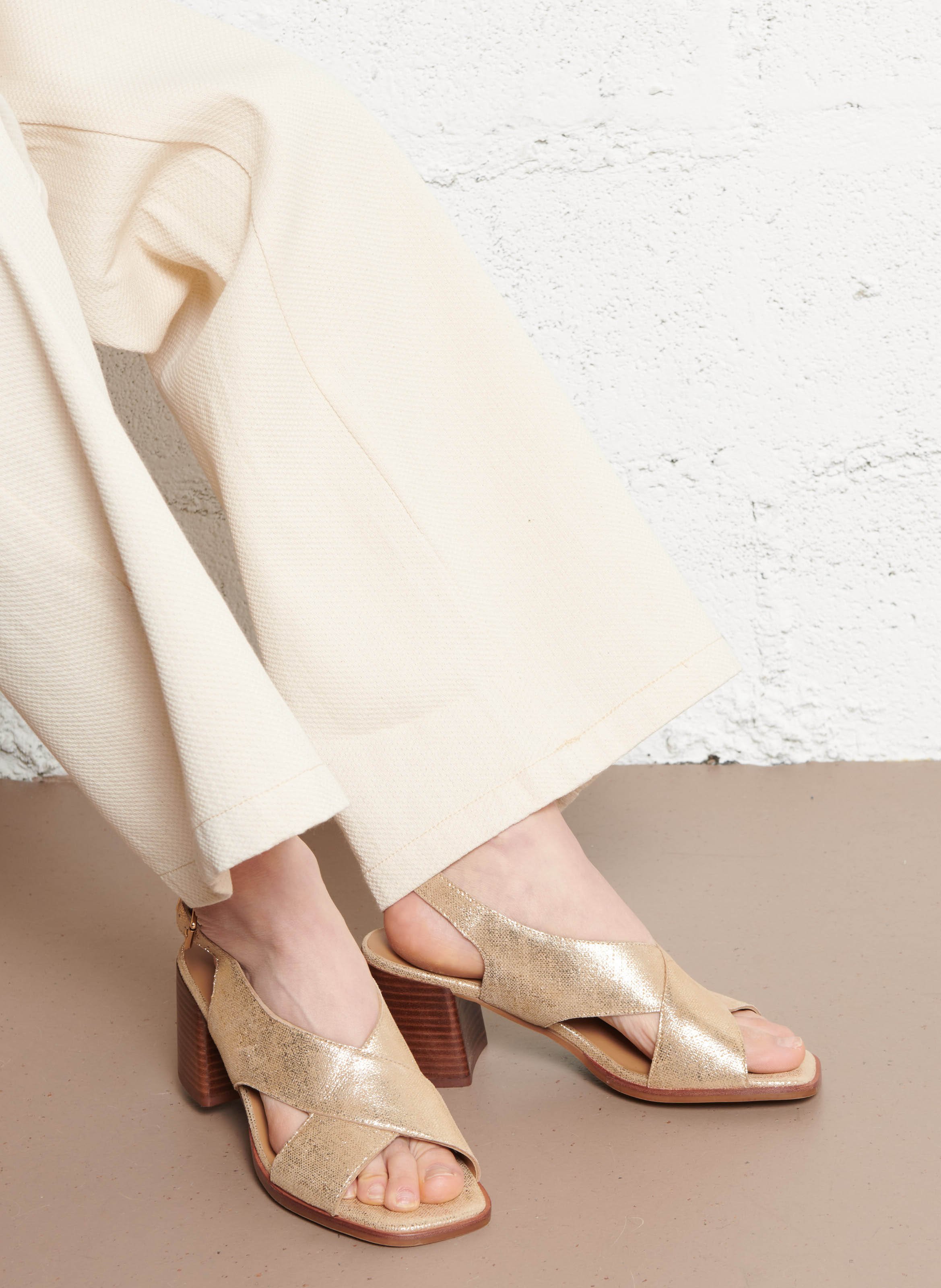 Sandales à talon en cuir BOCAGE Doré