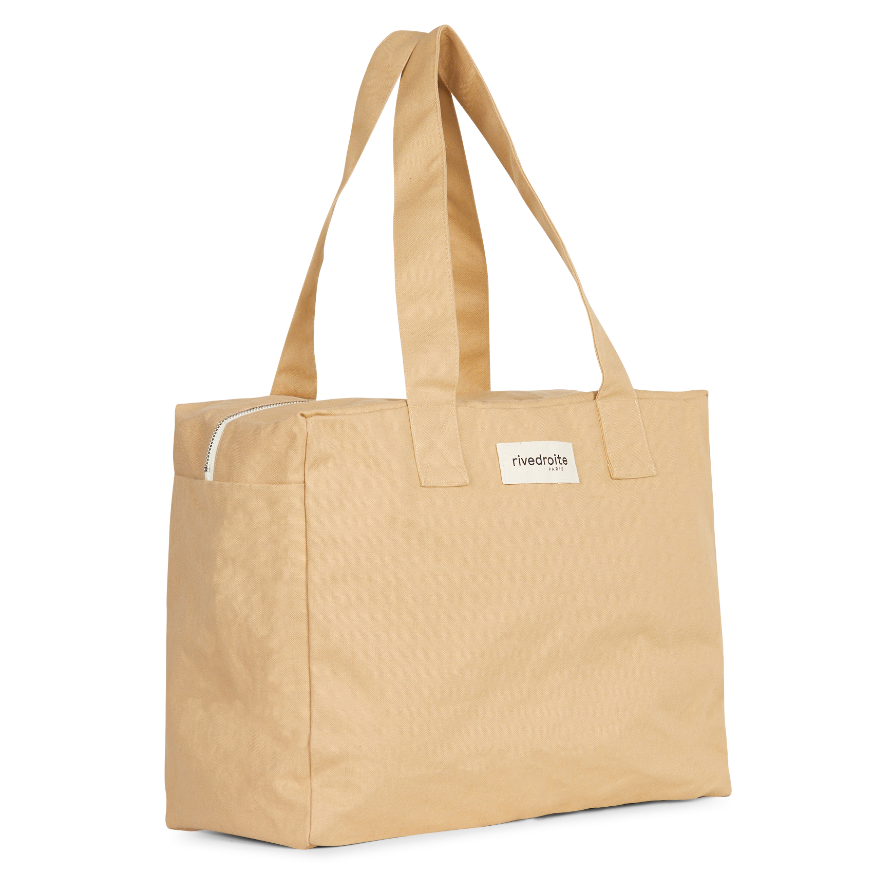 Sac week-end zippé en coton mélangé Beige