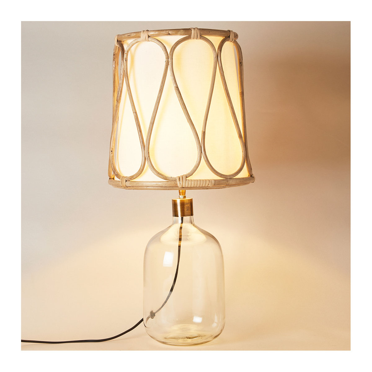 Suzanne glass table lamp base in transparent glass BLANC D'IVOIRE Sheer