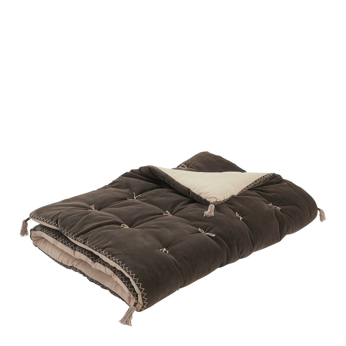 Futon mattéo en velours de coton et lin BLANC D'IVOIRE Gris