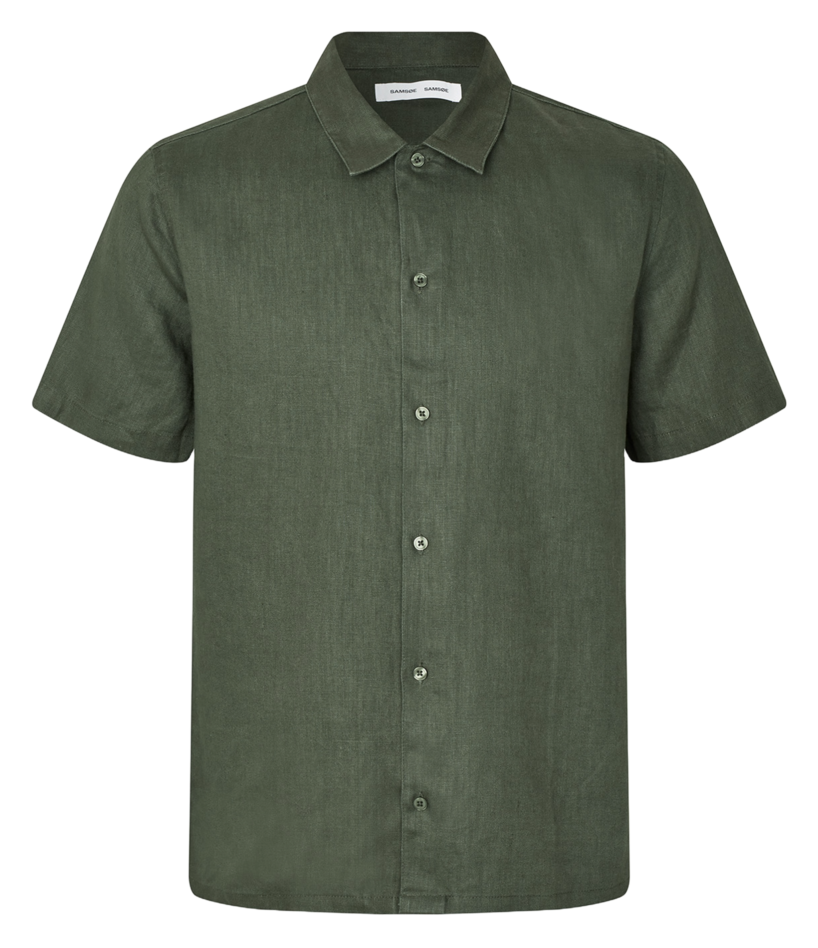 Chemise col classique en lin SAMSOE SAMSOE Kaki