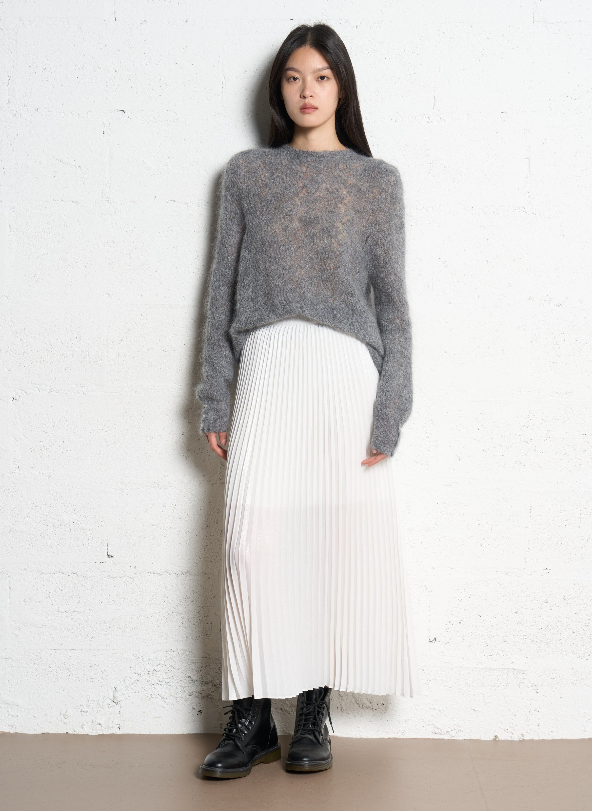 Langer Faltenrock IKKS Weiss