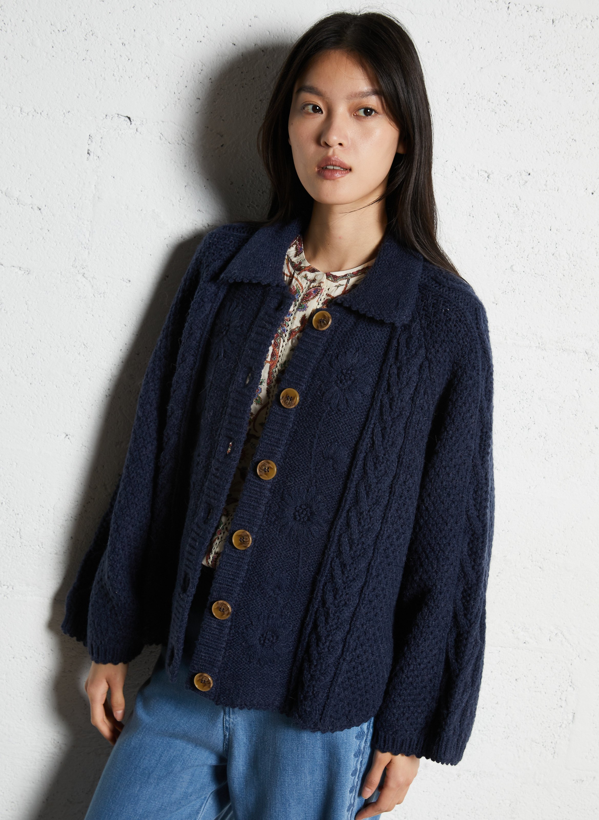 Gilet droit en maille LOUISE MISHA Bleu