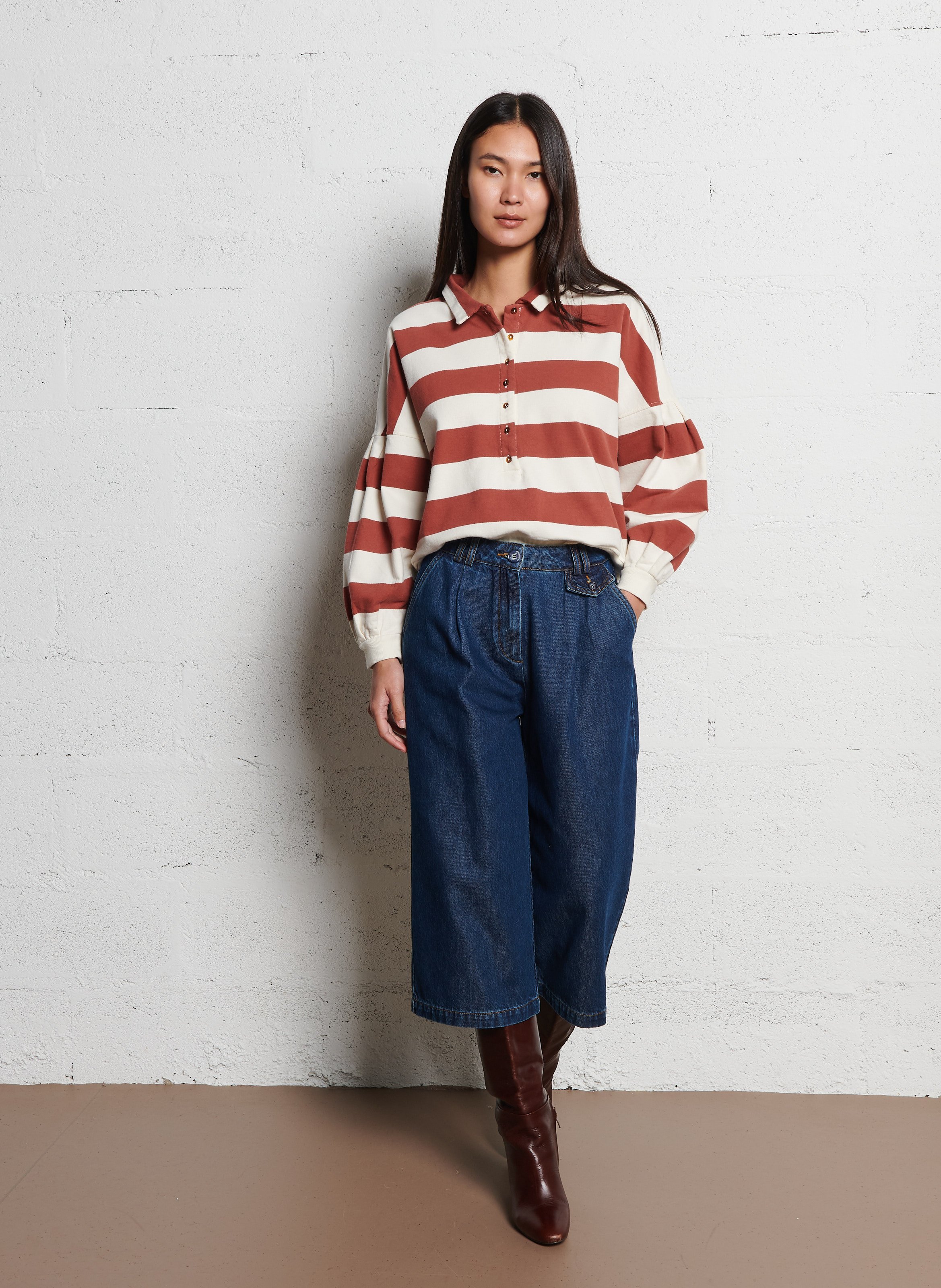 Polo-Shirt mit Streifenmuster EMILE ET IDA Braun