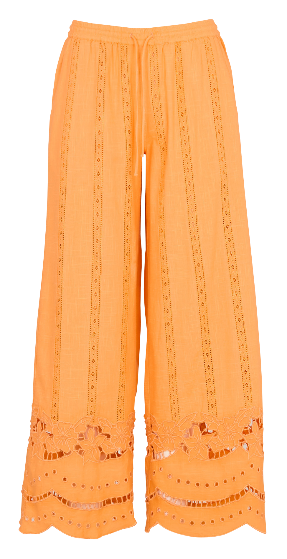 Wide leg organic cotton embroidered pants DAMSON MADDER Orange