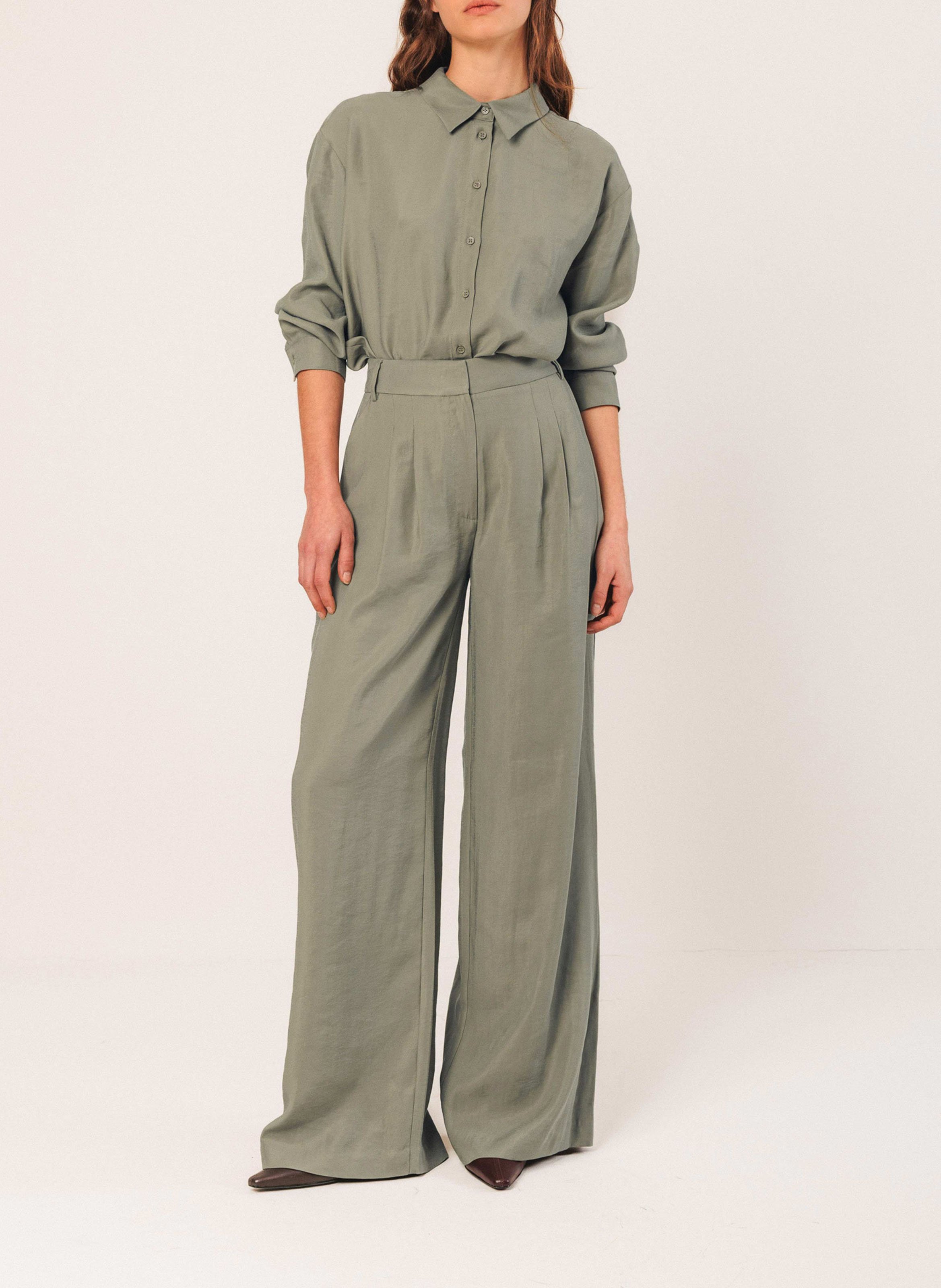 Chemise ample col classique INDI & COLD Vert