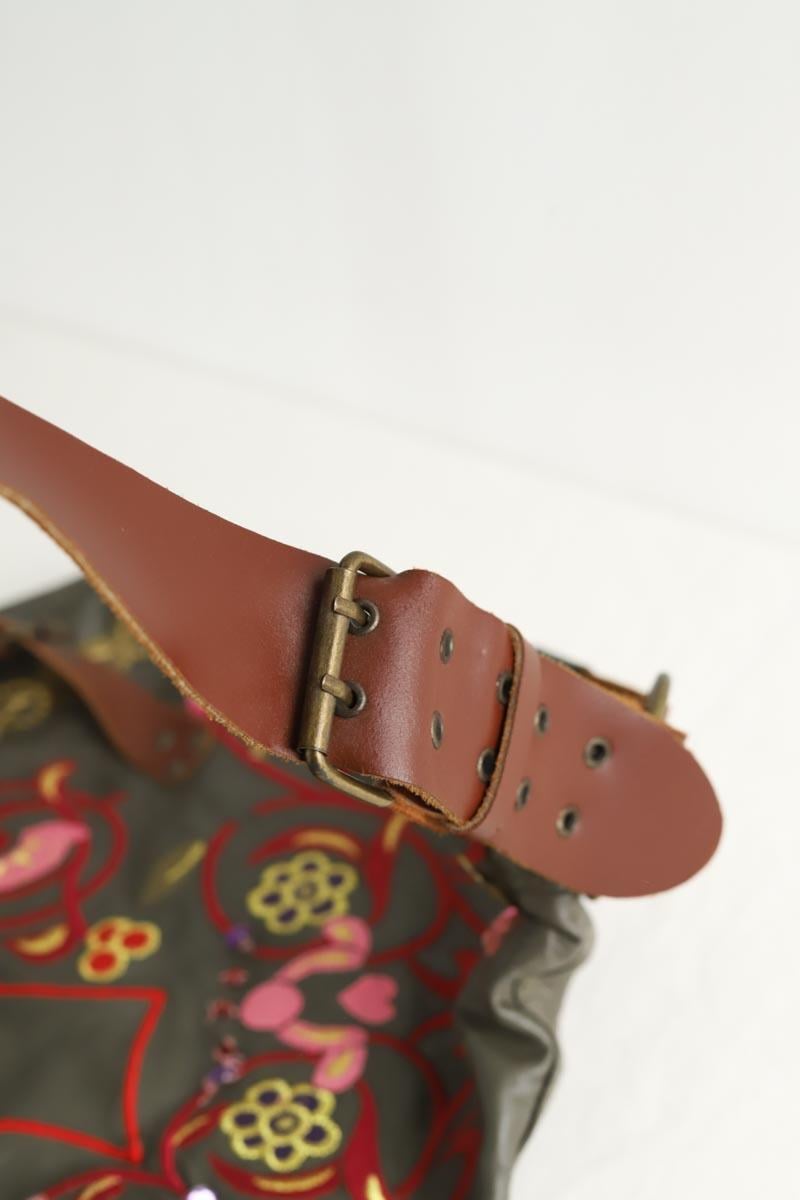 Leather messenger bag Manoush - Seconde Main Khaki