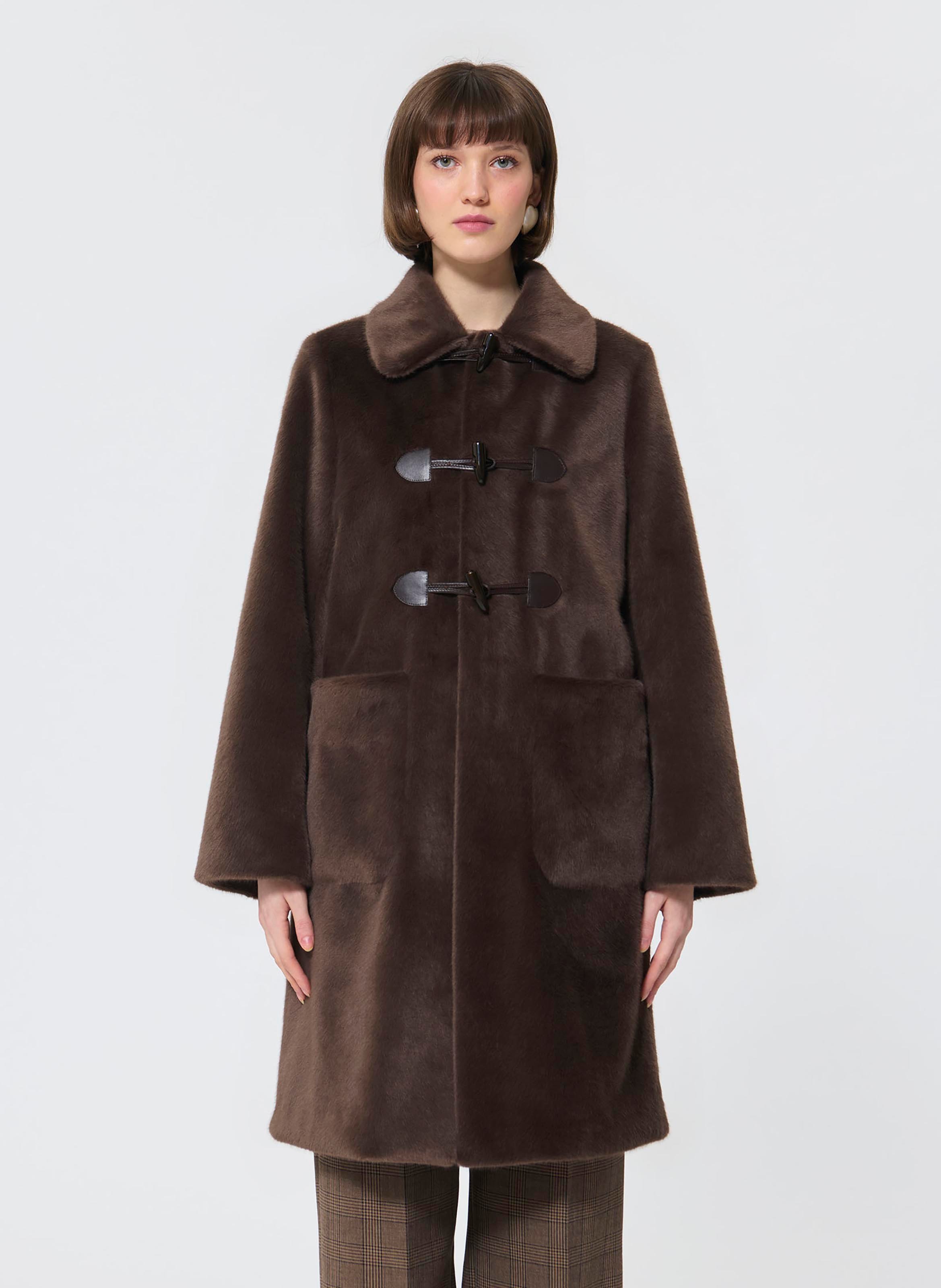 Faux fur coat TARA JARMON Brown