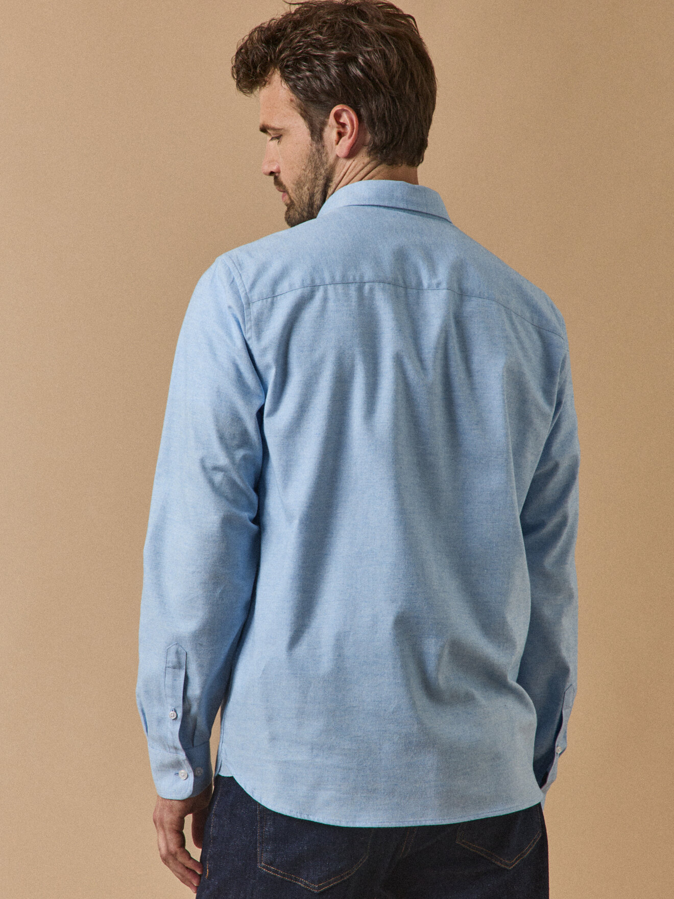 Contemporary cut flannel shirt in fil-à-fil fabric CYRILLUS Blue